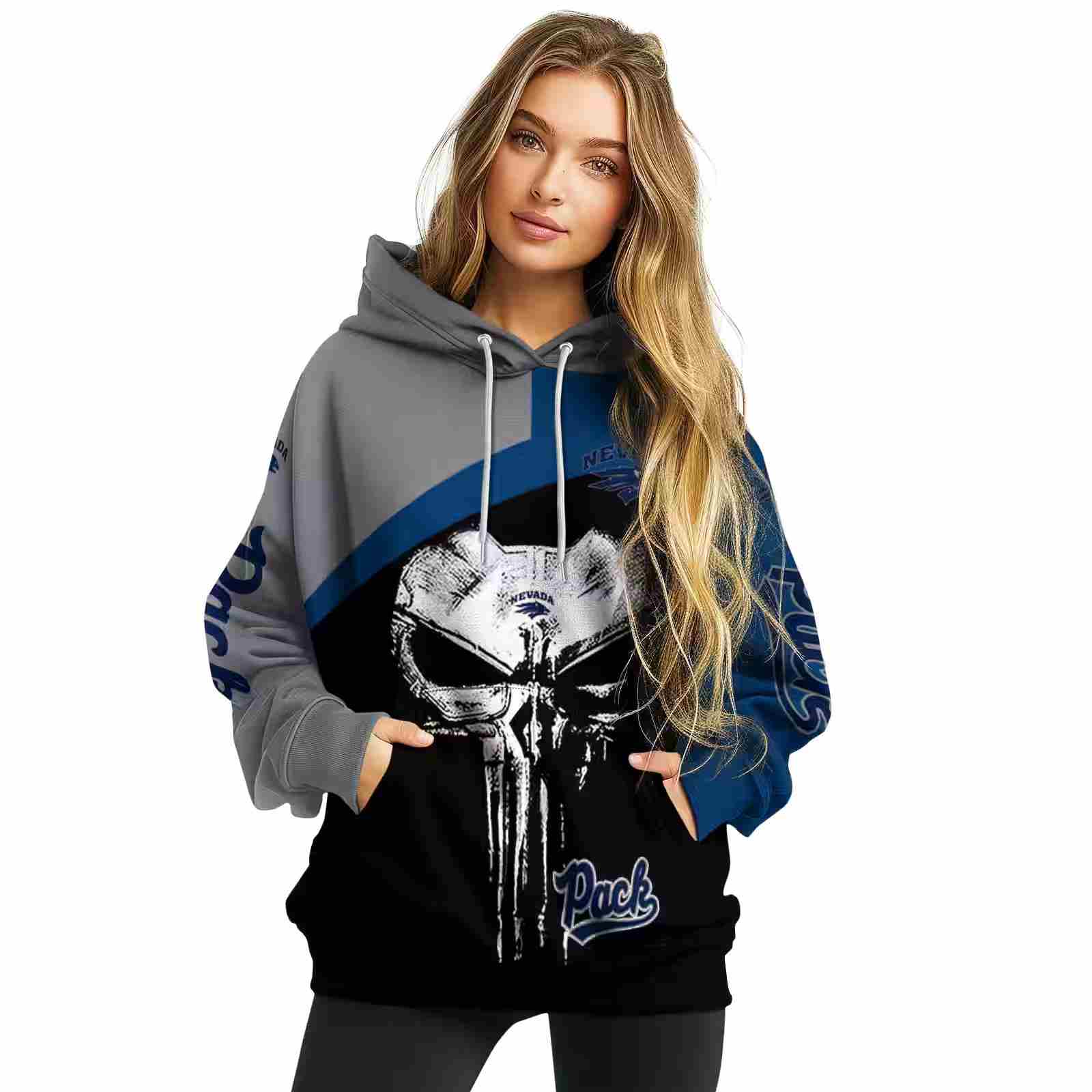 nevada wolf pack skull punisher grey black hoodie high quality