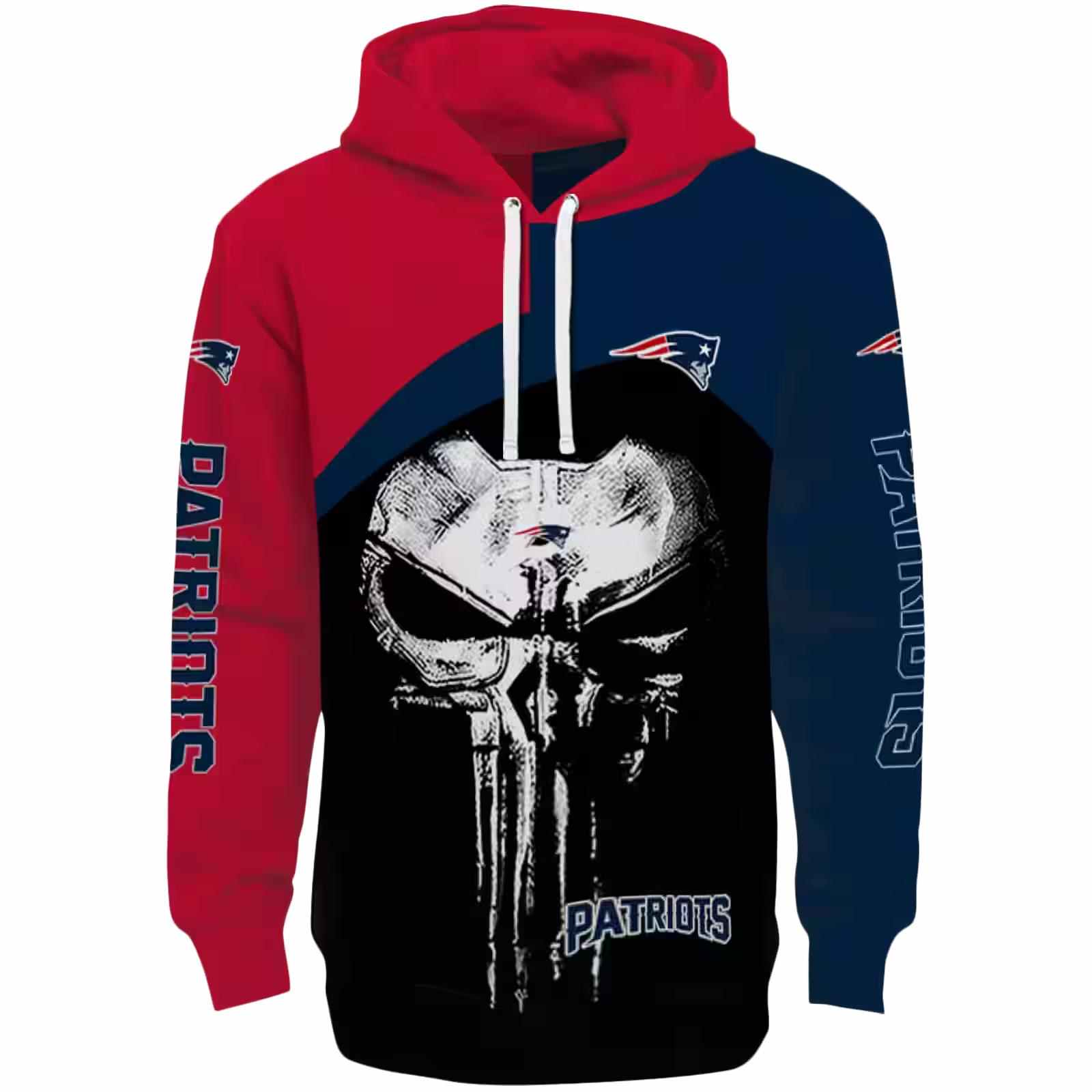New England Patriots Skull Punisher Red Black Hoodie