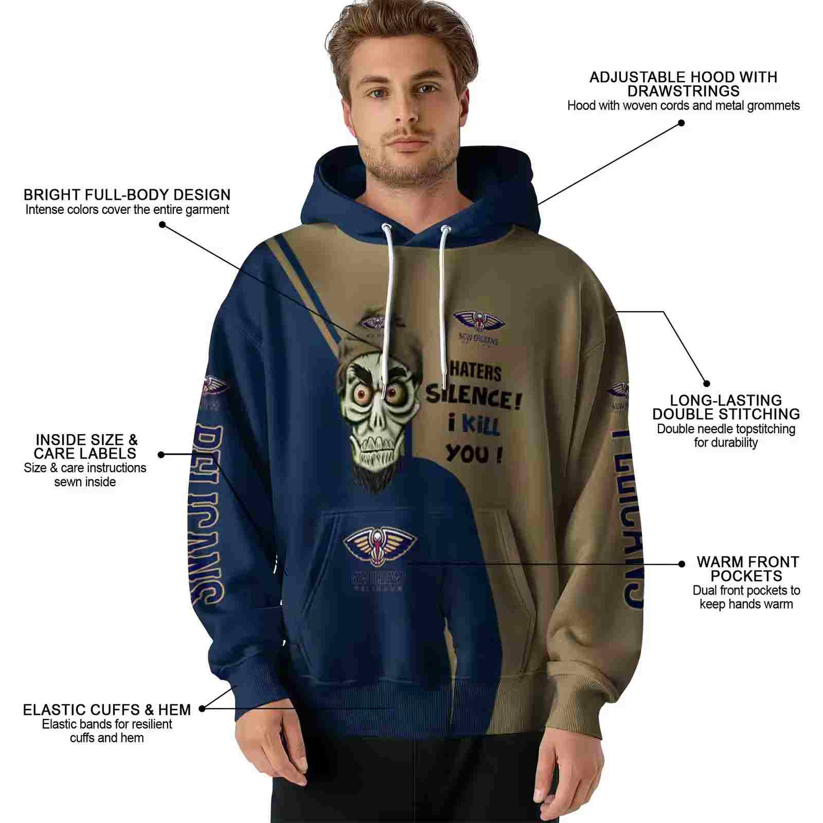 new orleans pelicans achmed skull navy hoodie latest model