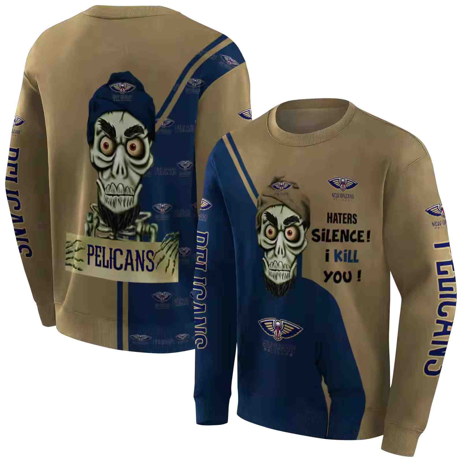 new orleans pelicans achmed skull navy hoodie premium grade