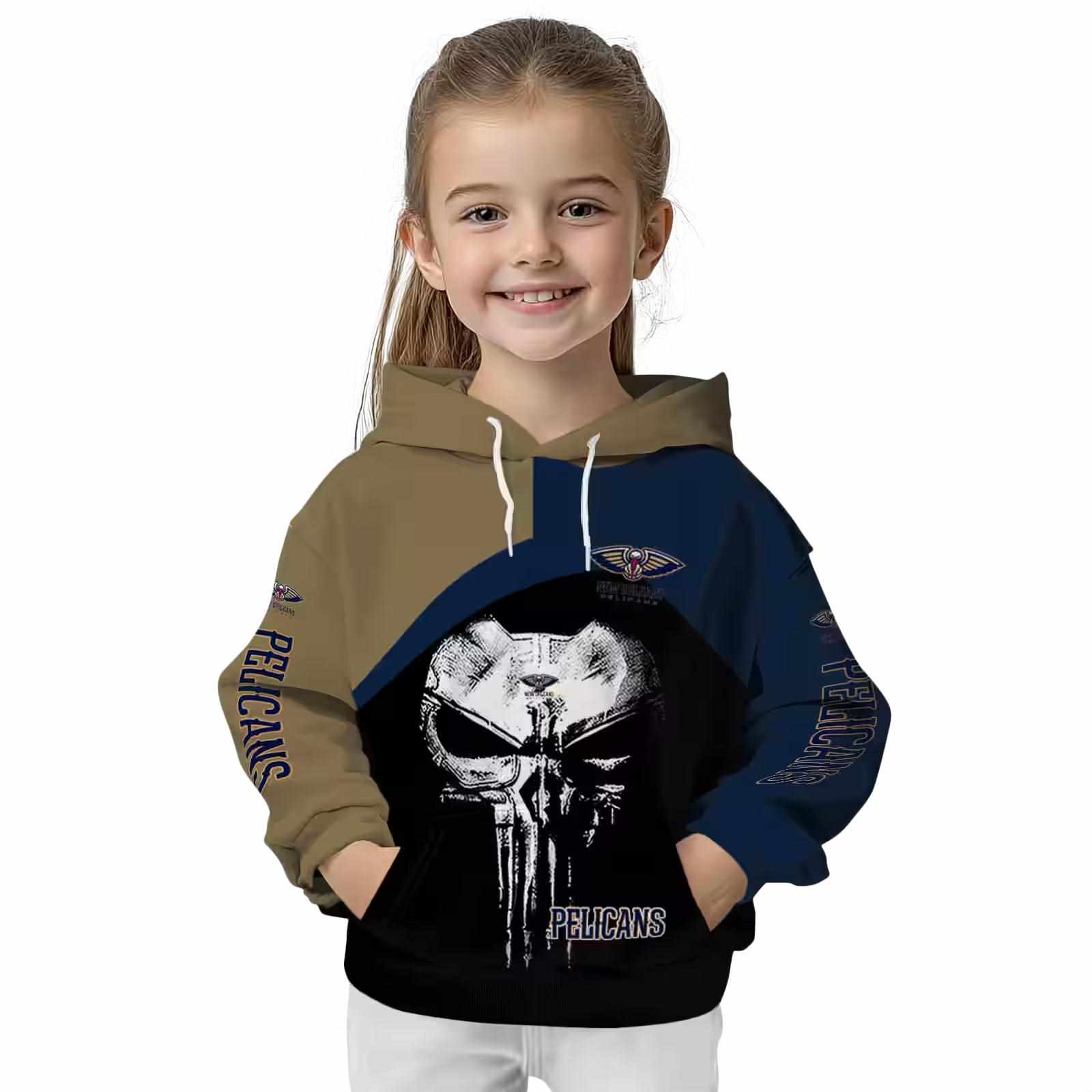 new orleans pelicans skull punisher gold black hoodie top rated