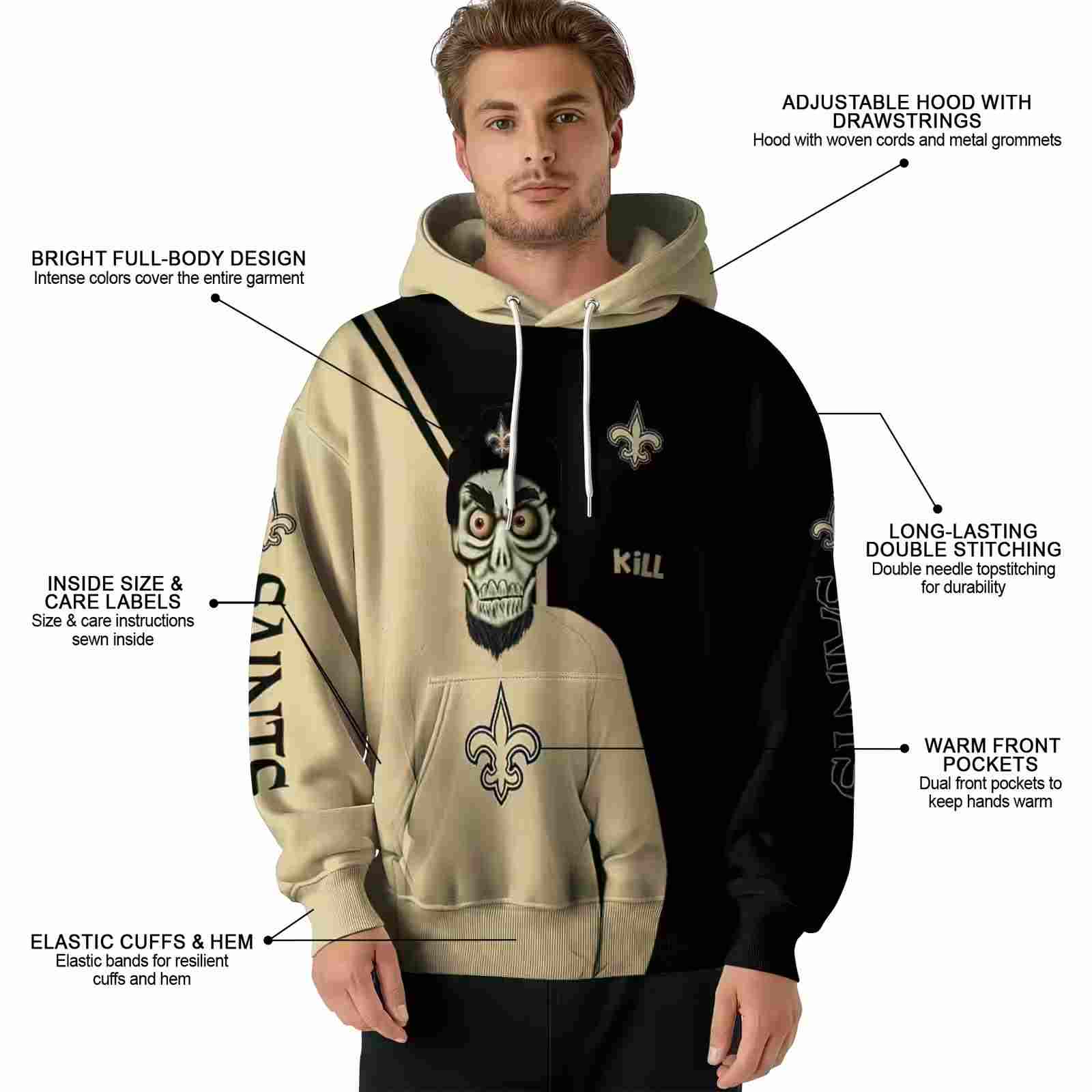new orleans saints achmed skull gold hoodie latest model