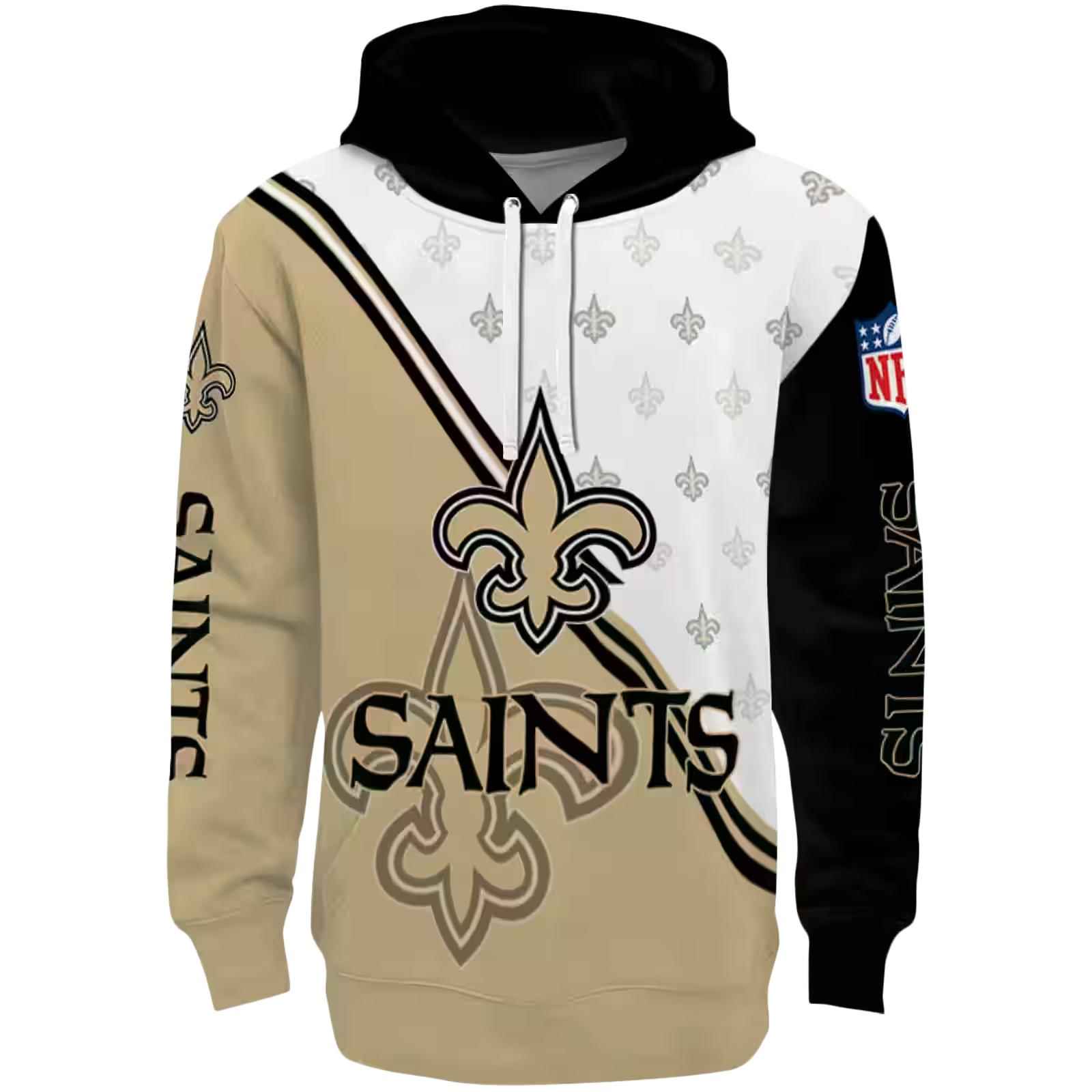 New Orleans Saints Diagonal Stripe Gold White Hoodie