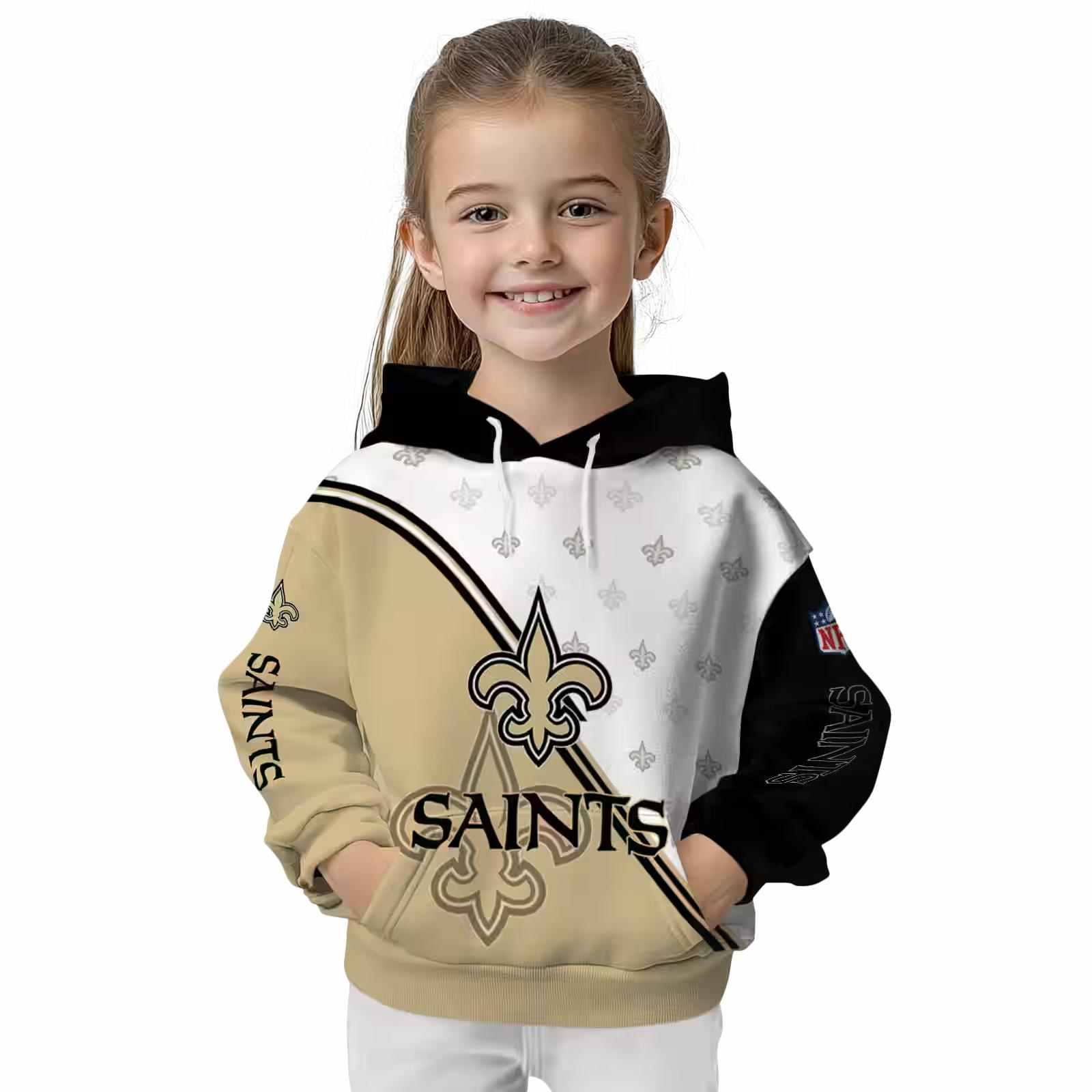 new orleans saints diagonal stripe gold white hoodie top rated