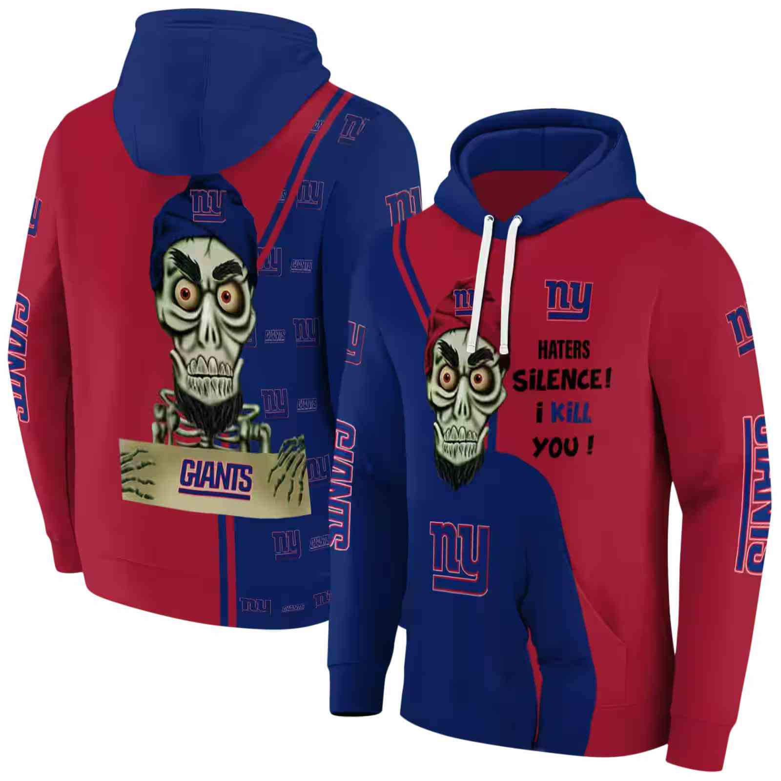 new york giants achmed skull blue hoodie fashion forward