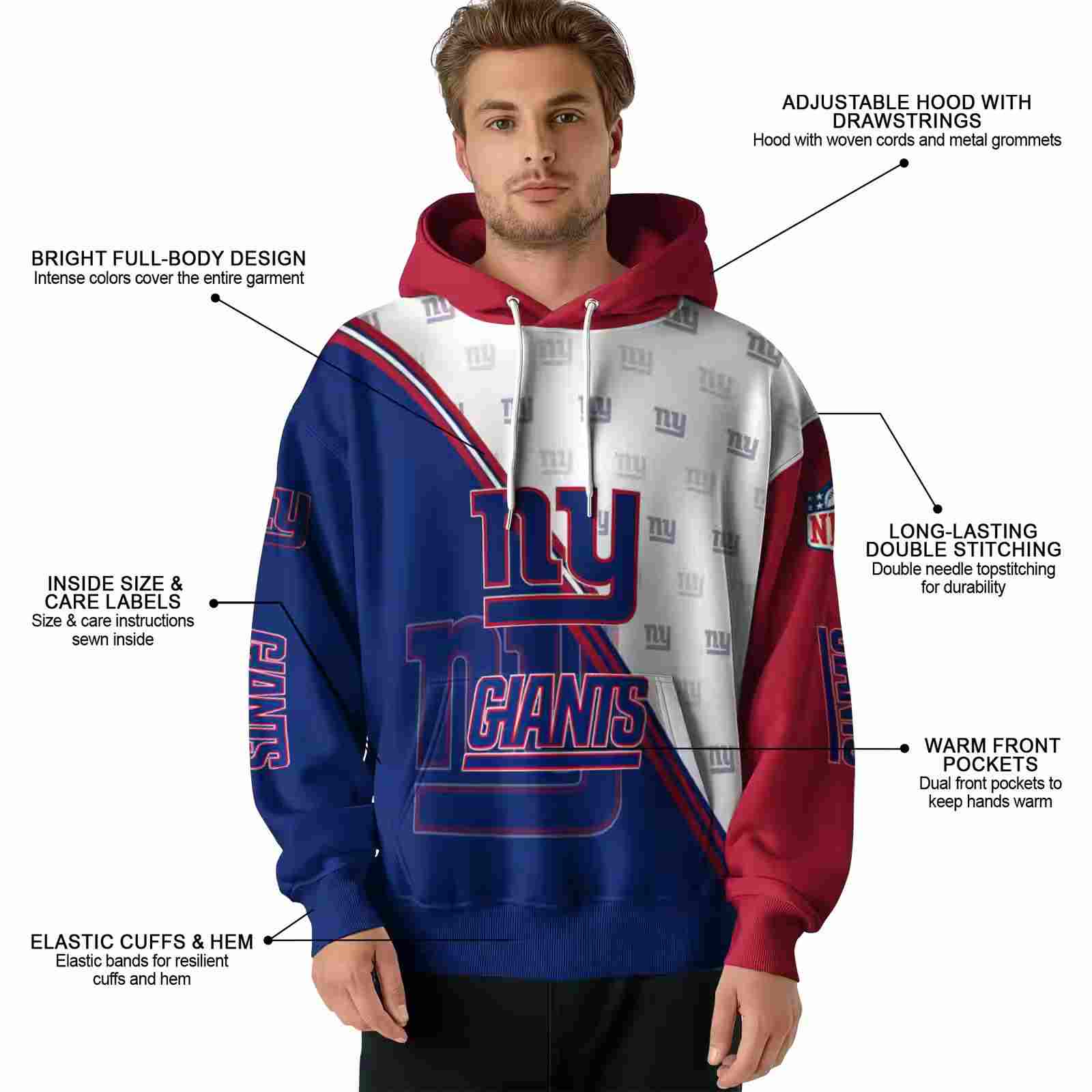 new york giants diagonal stripe blue white hoodie latest model