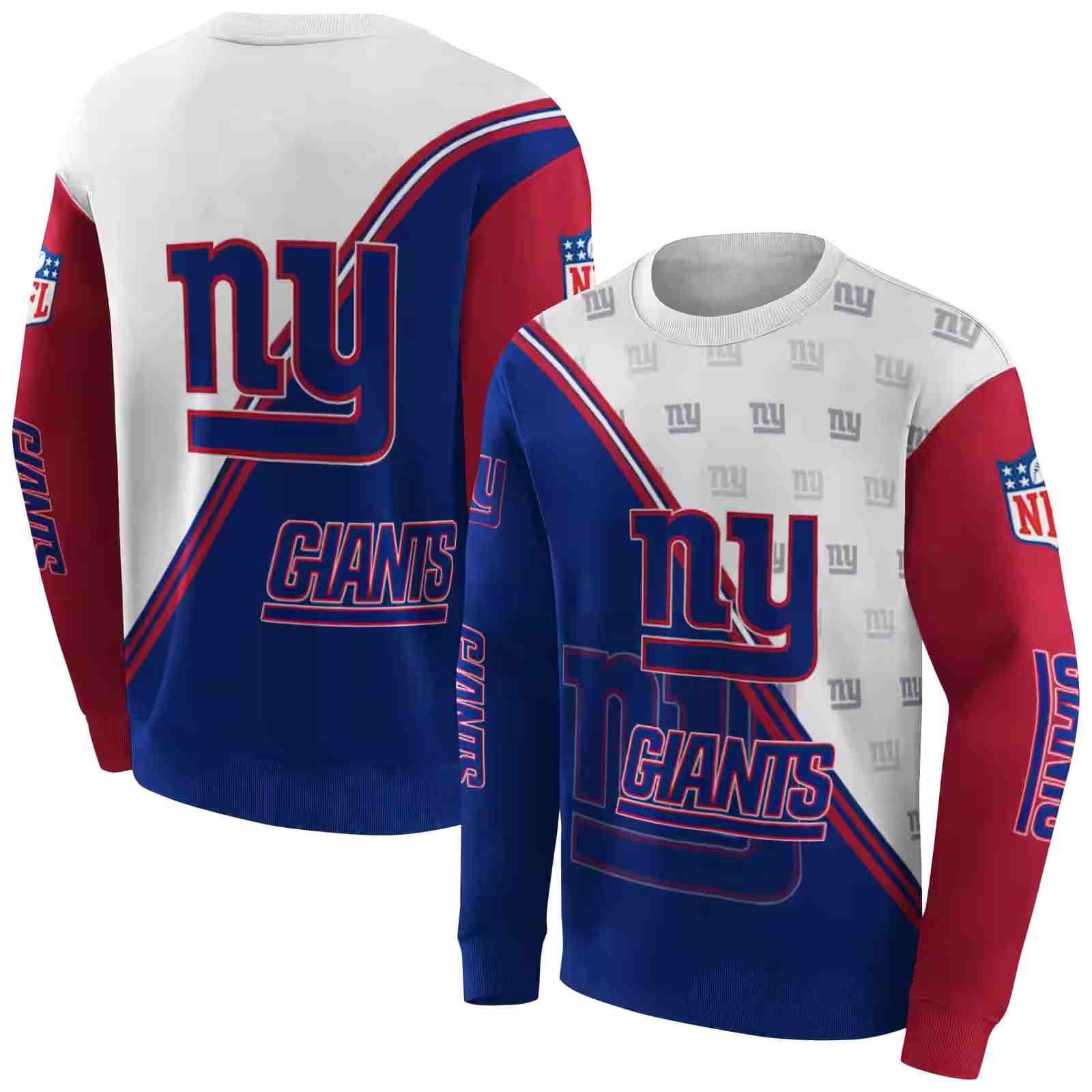 new york giants diagonal stripe blue white hoodie premium grade