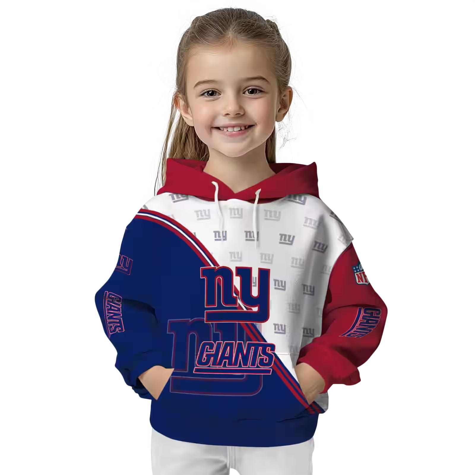 new york giants diagonal stripe blue white hoodie top rated