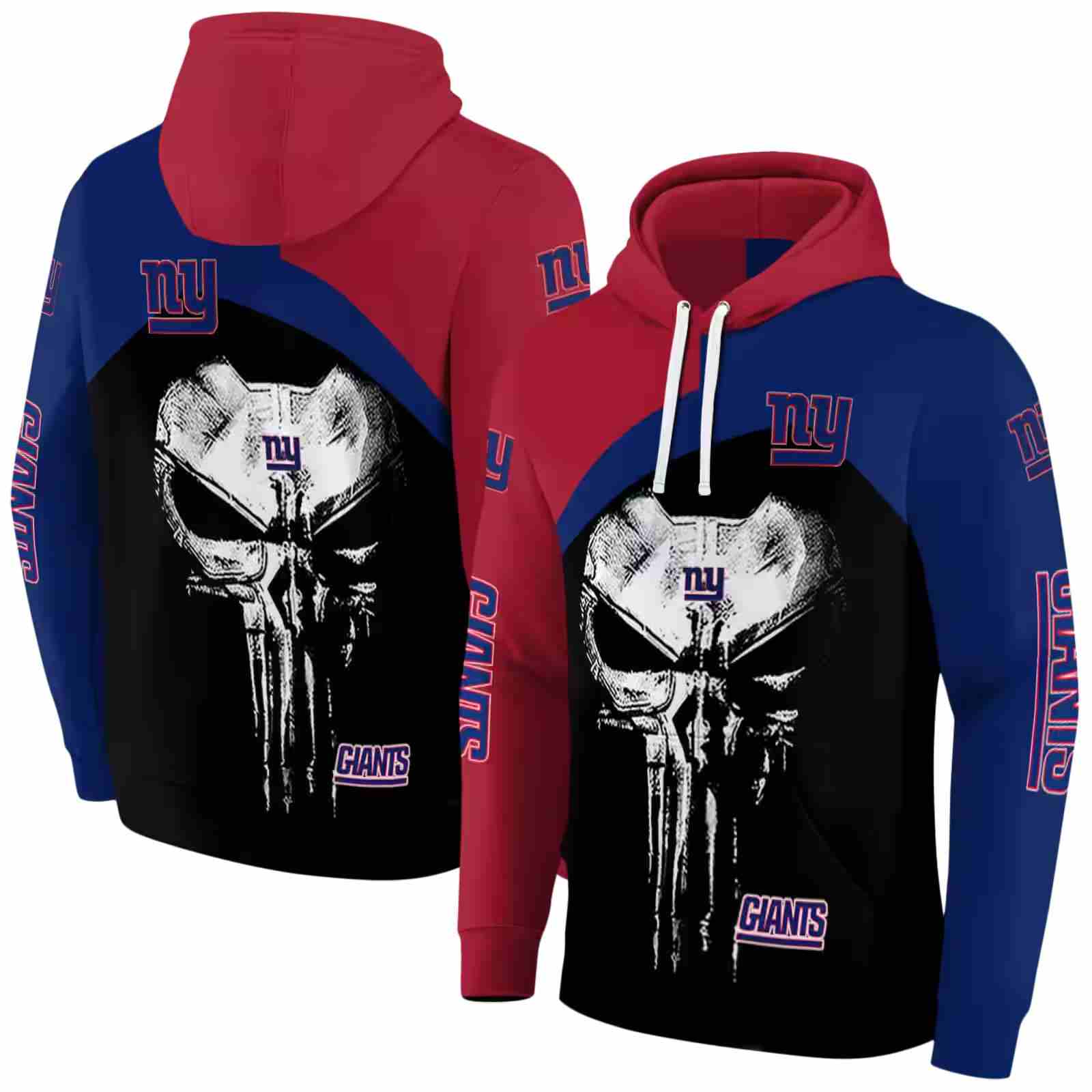 new york giants skull punisher red black hoodie fashion forward