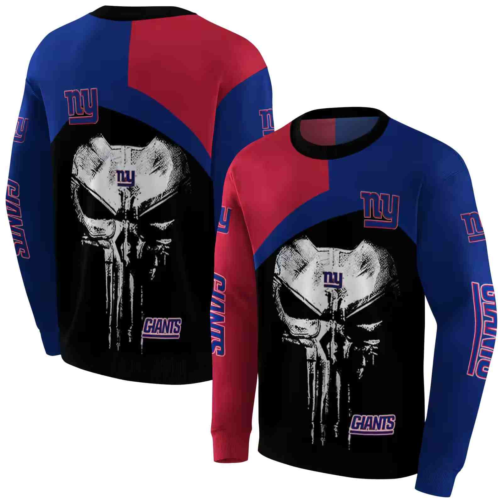 new york giants skull punisher red black hoodie premium grade