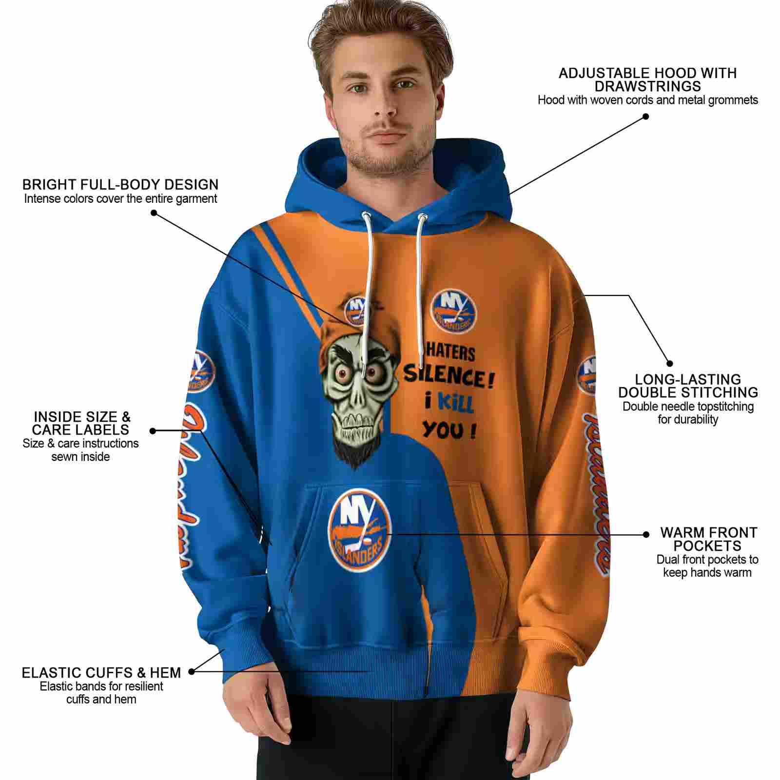 new york islanders achmed skull blue hoodie latest model