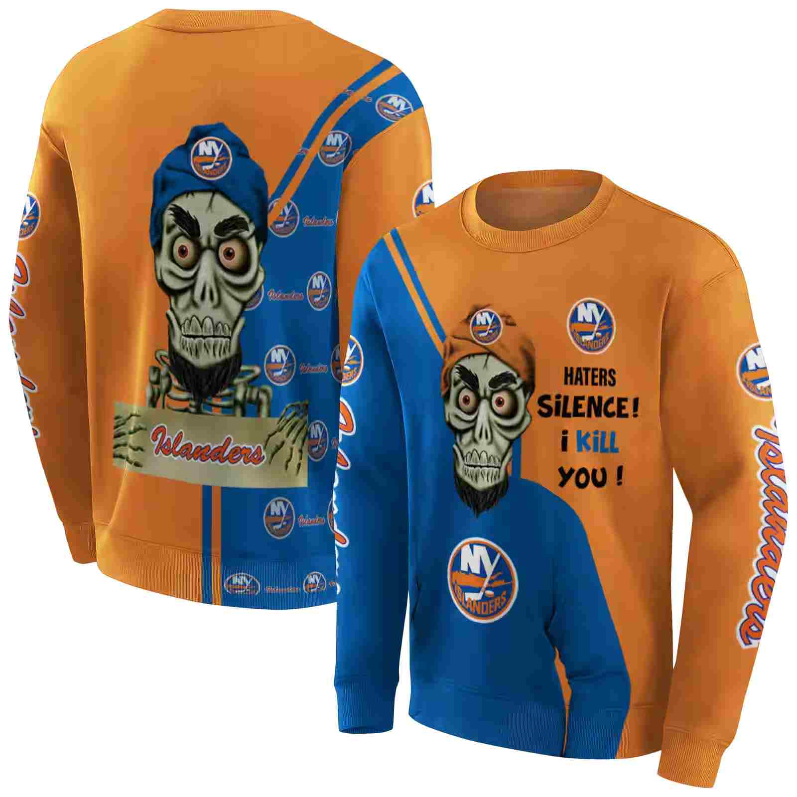 new york islanders achmed skull blue hoodie premium grade