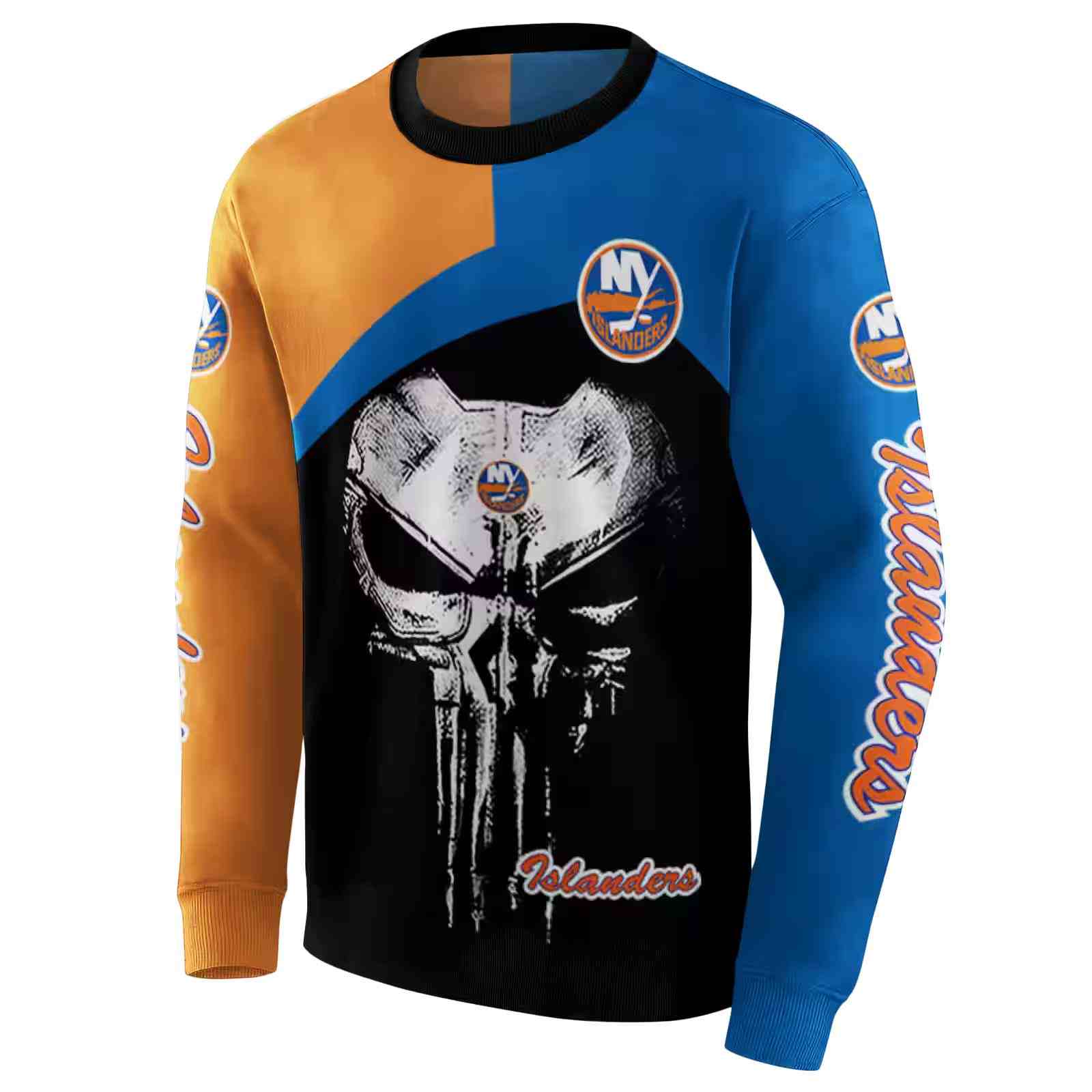 new york islanders skull punisher orange black hoodie new arrival