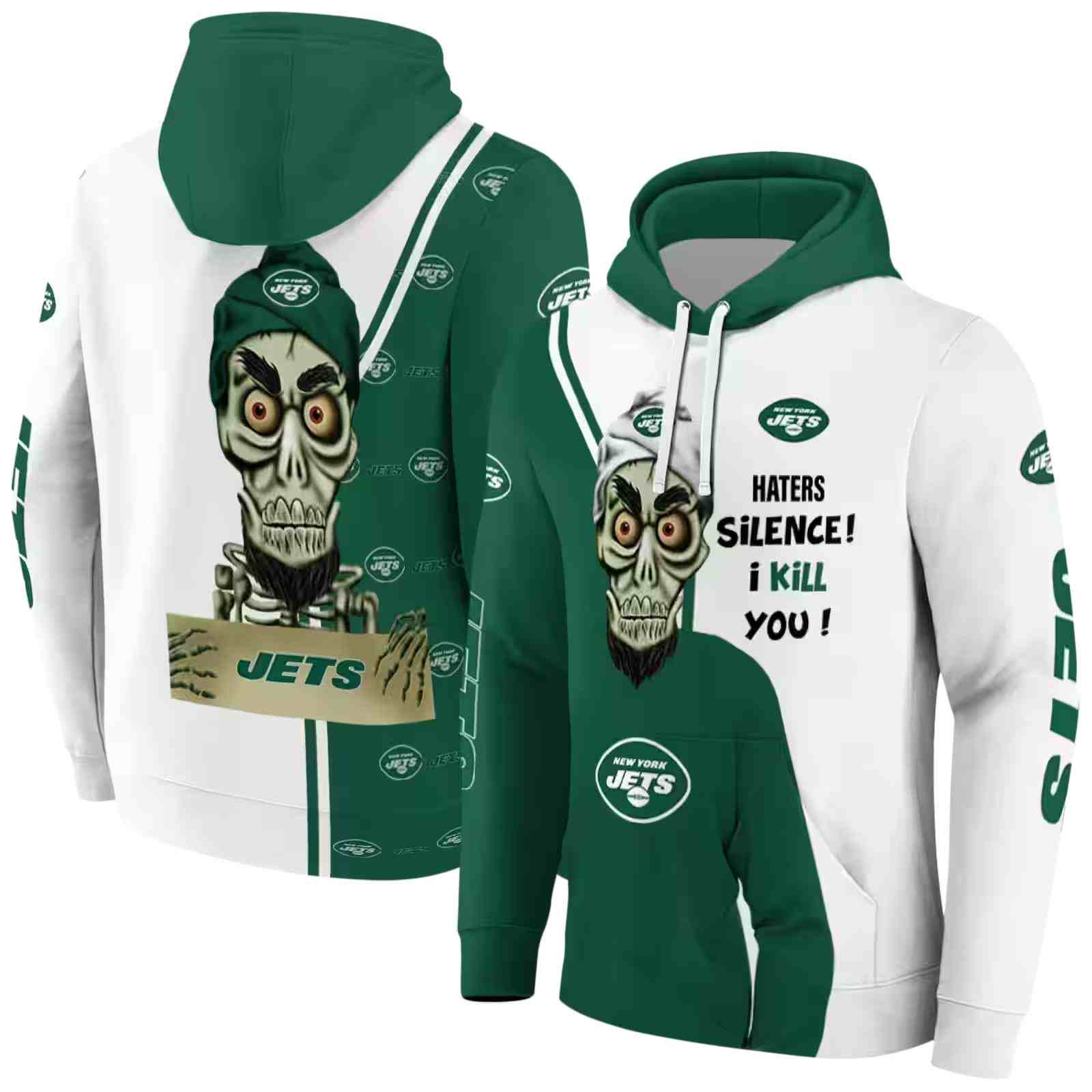 new york jets achmed skull green hoodie fashion forward