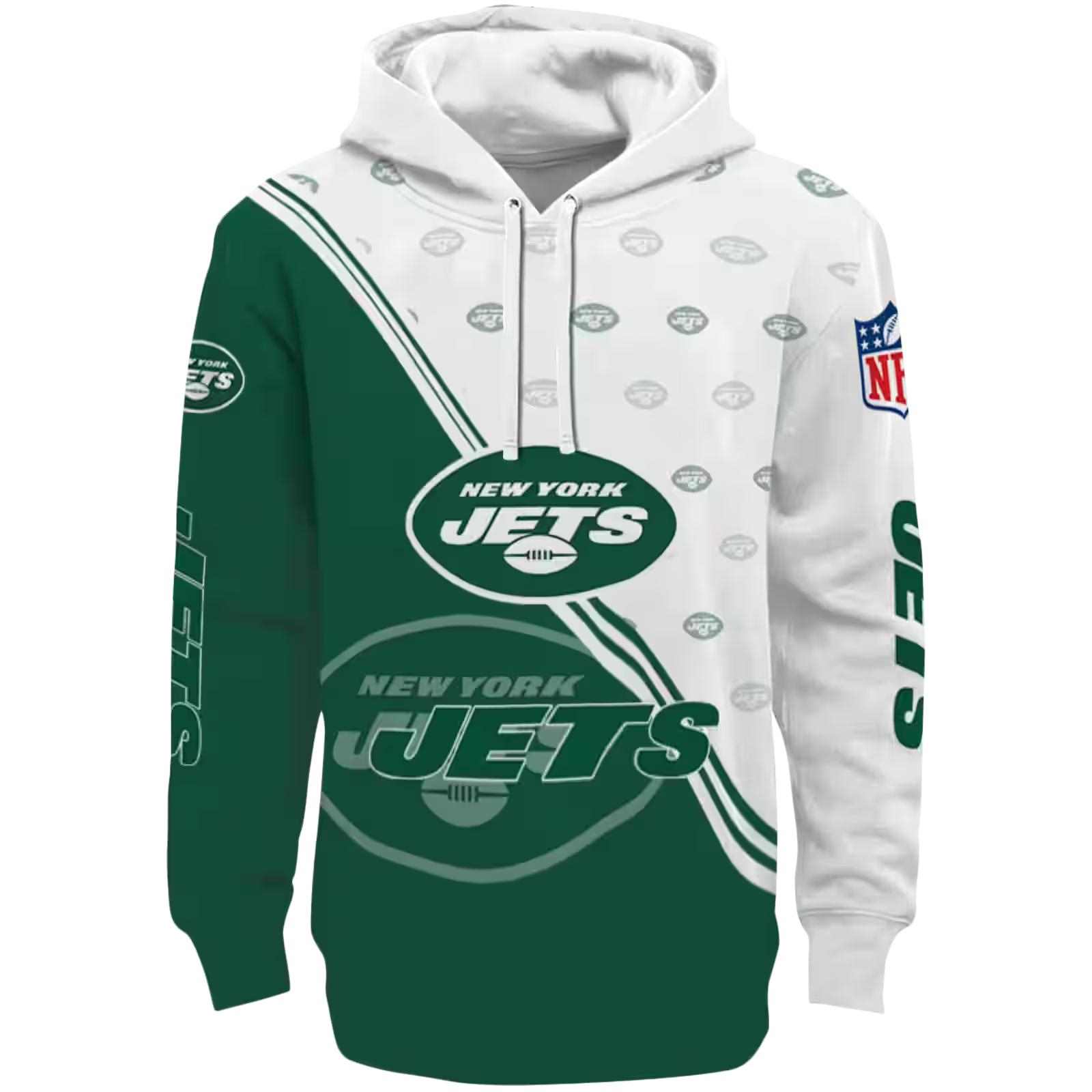 New York Jets Diagonal Stripe Green White Hoodie