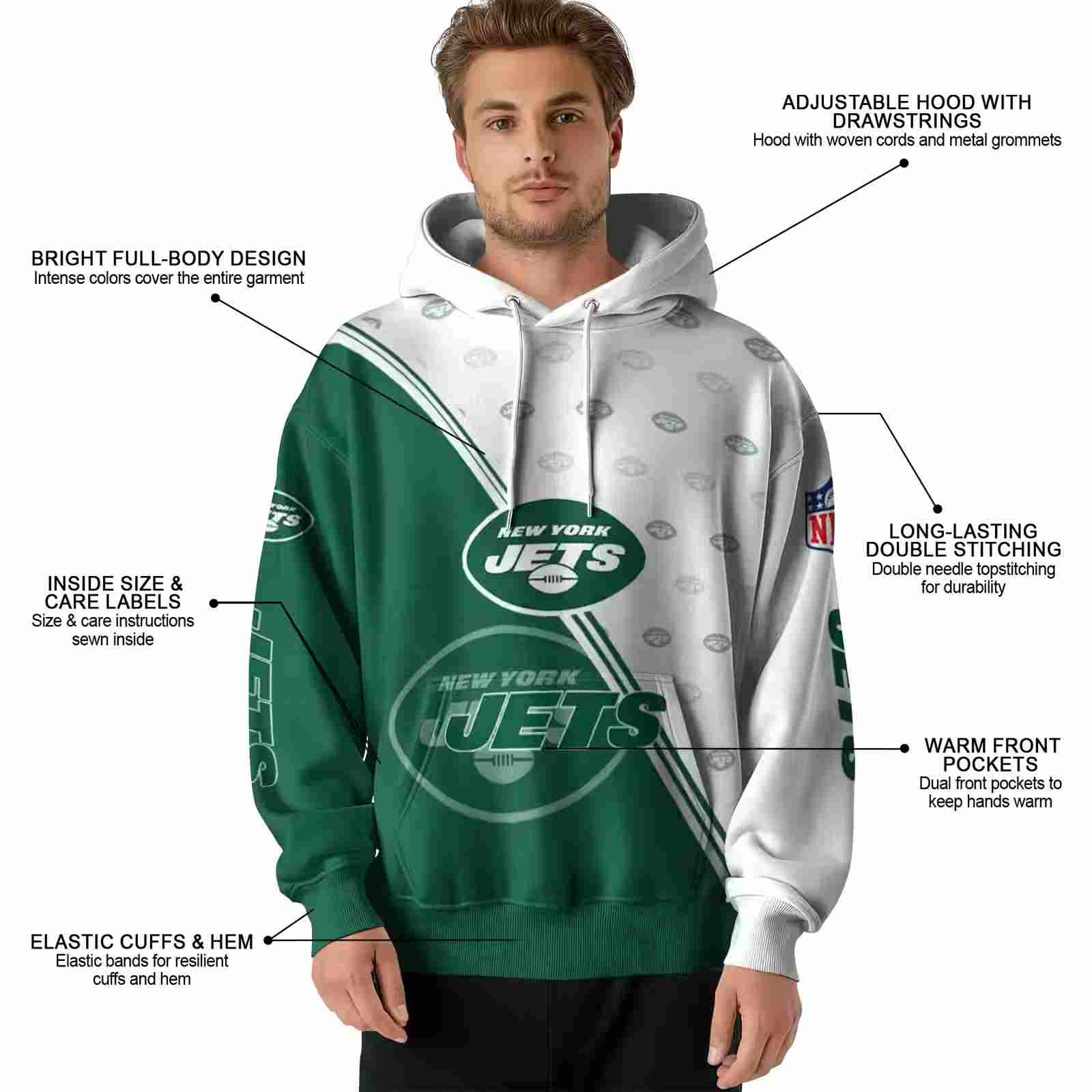 new york jets diagonal stripe green white hoodie latest model