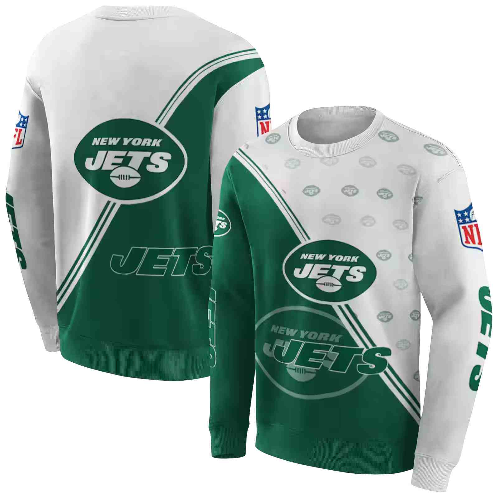 new york jets diagonal stripe green white hoodie premium grade