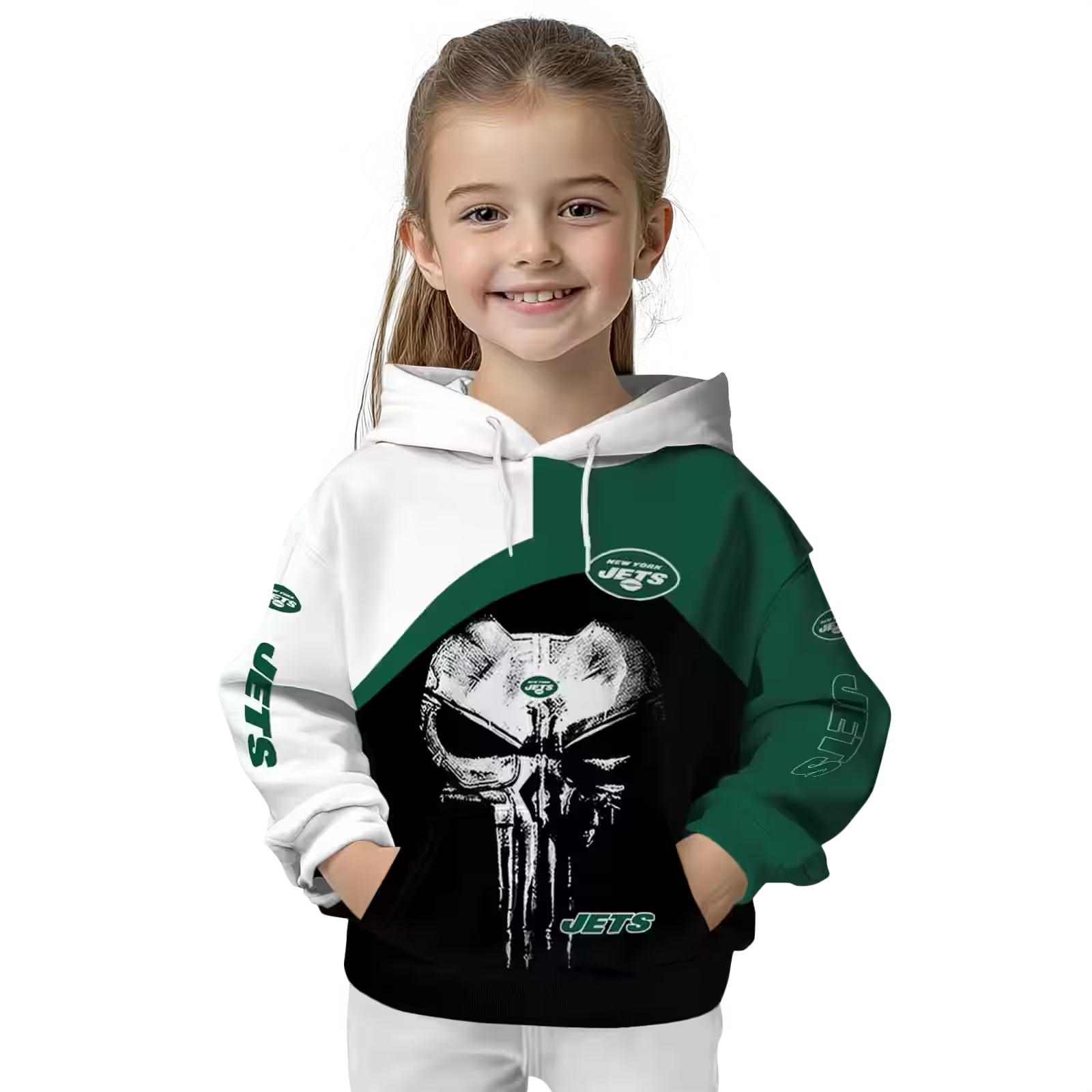 new york jets skull punisher white black hoodie top rated