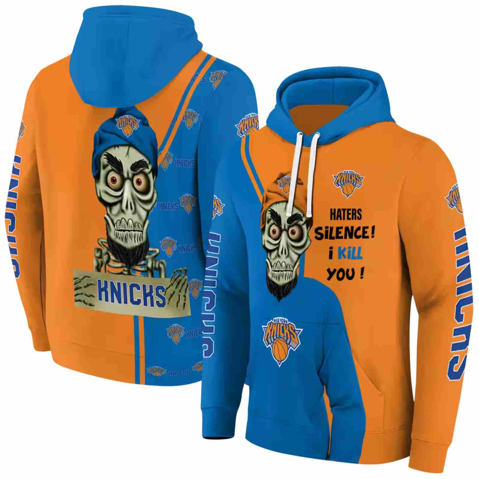 new york knicks achmed skull blue hoodie fashion forward