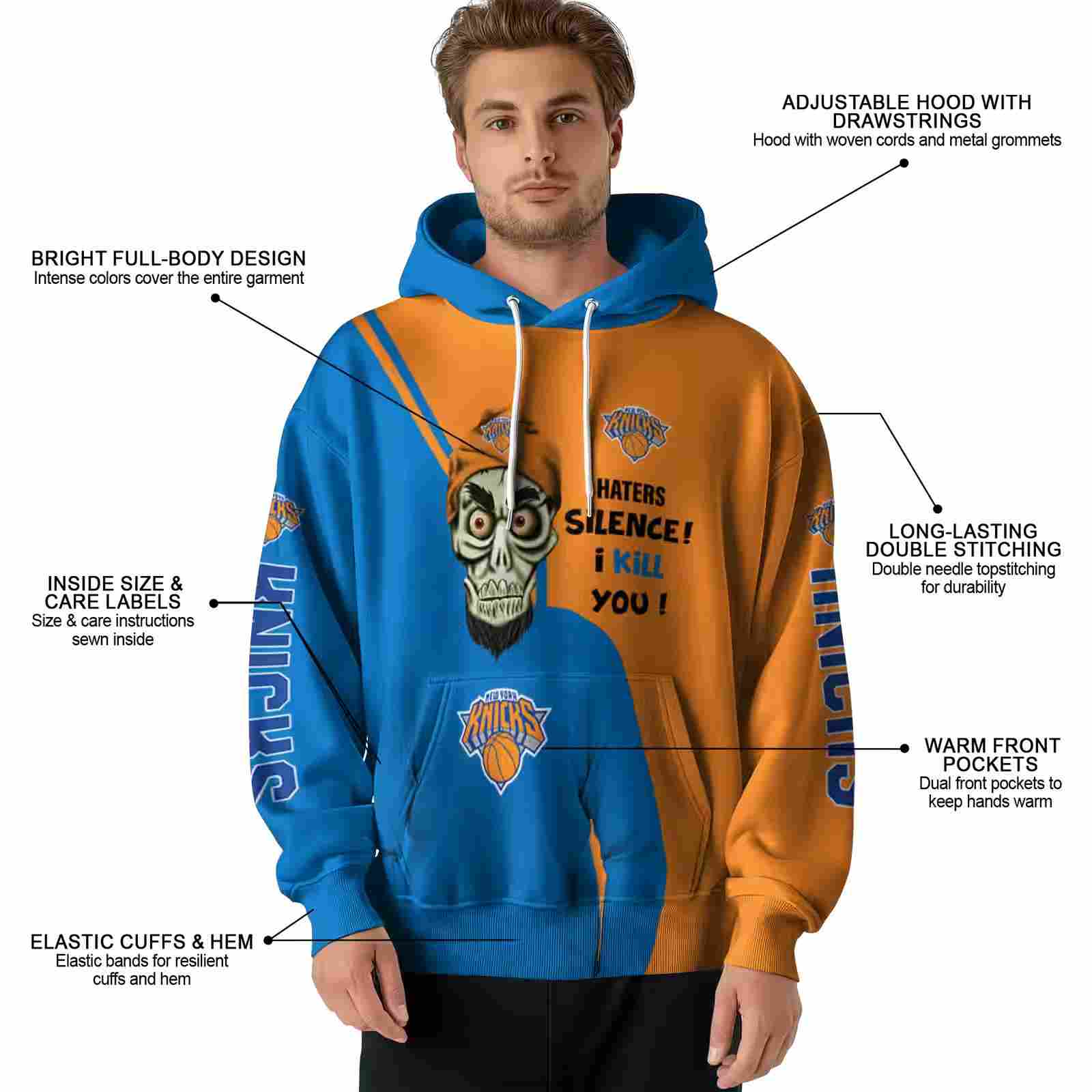 new york knicks achmed skull blue hoodie latest model