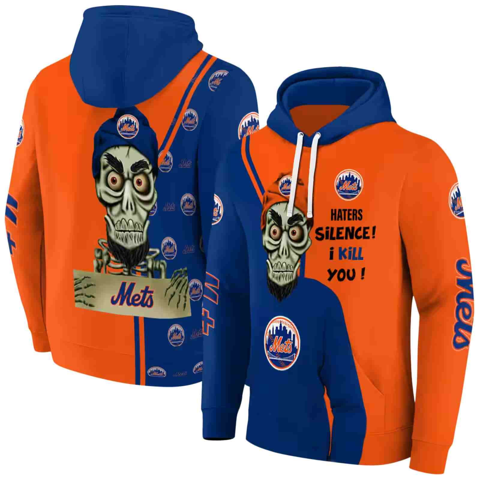 new york mets achmed skull blue hoodie fashion forward