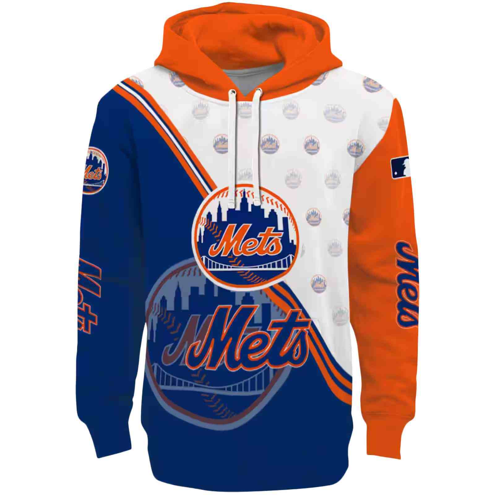 New York Mets Diagonal Stripe Blue White Hoodie