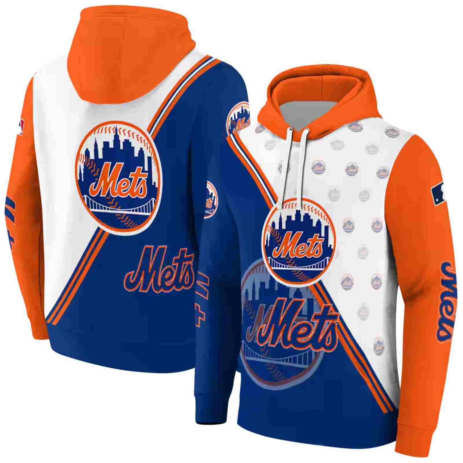 new york mets diagonal stripe blue white hoodie fashion forward