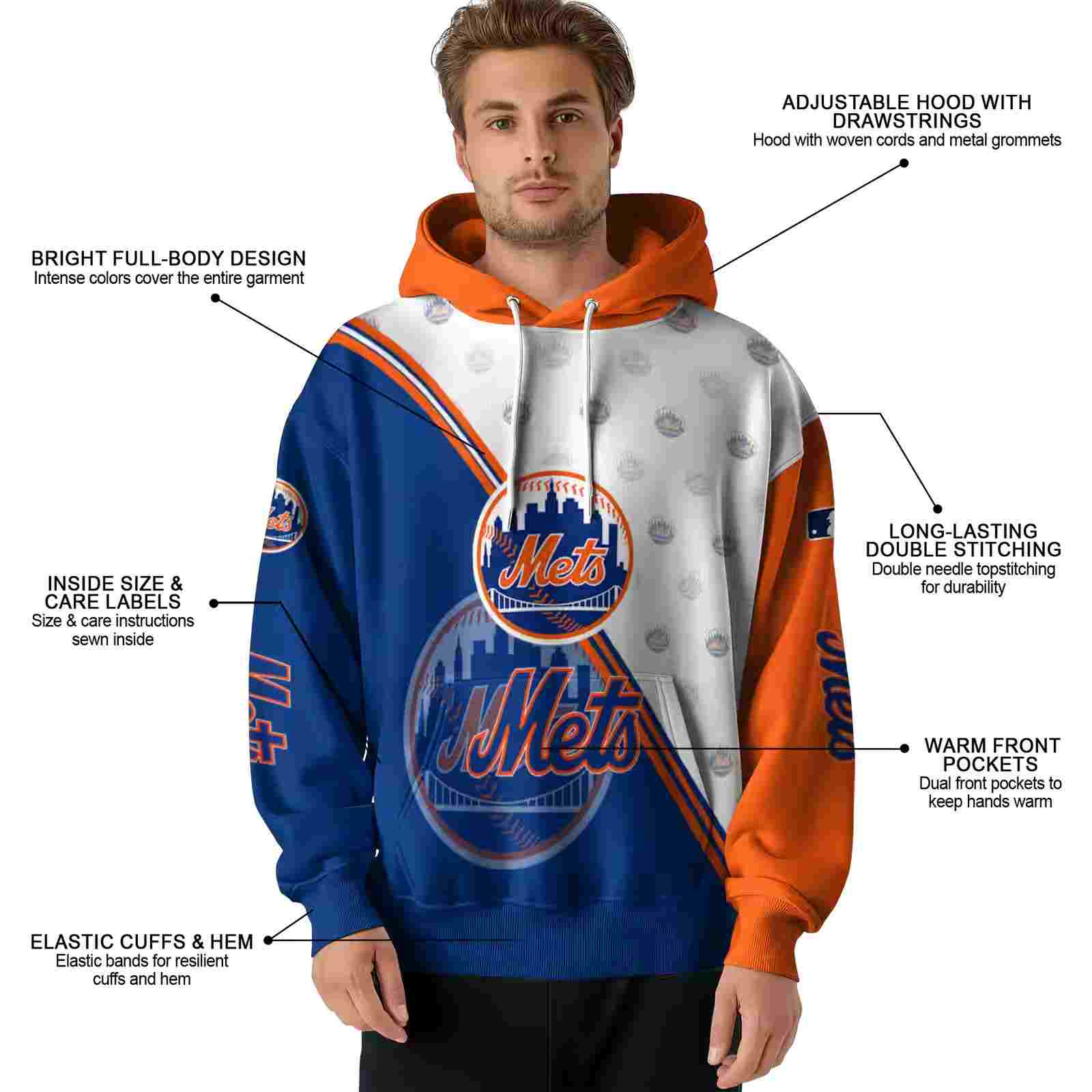 new york mets diagonal stripe blue white hoodie latest model