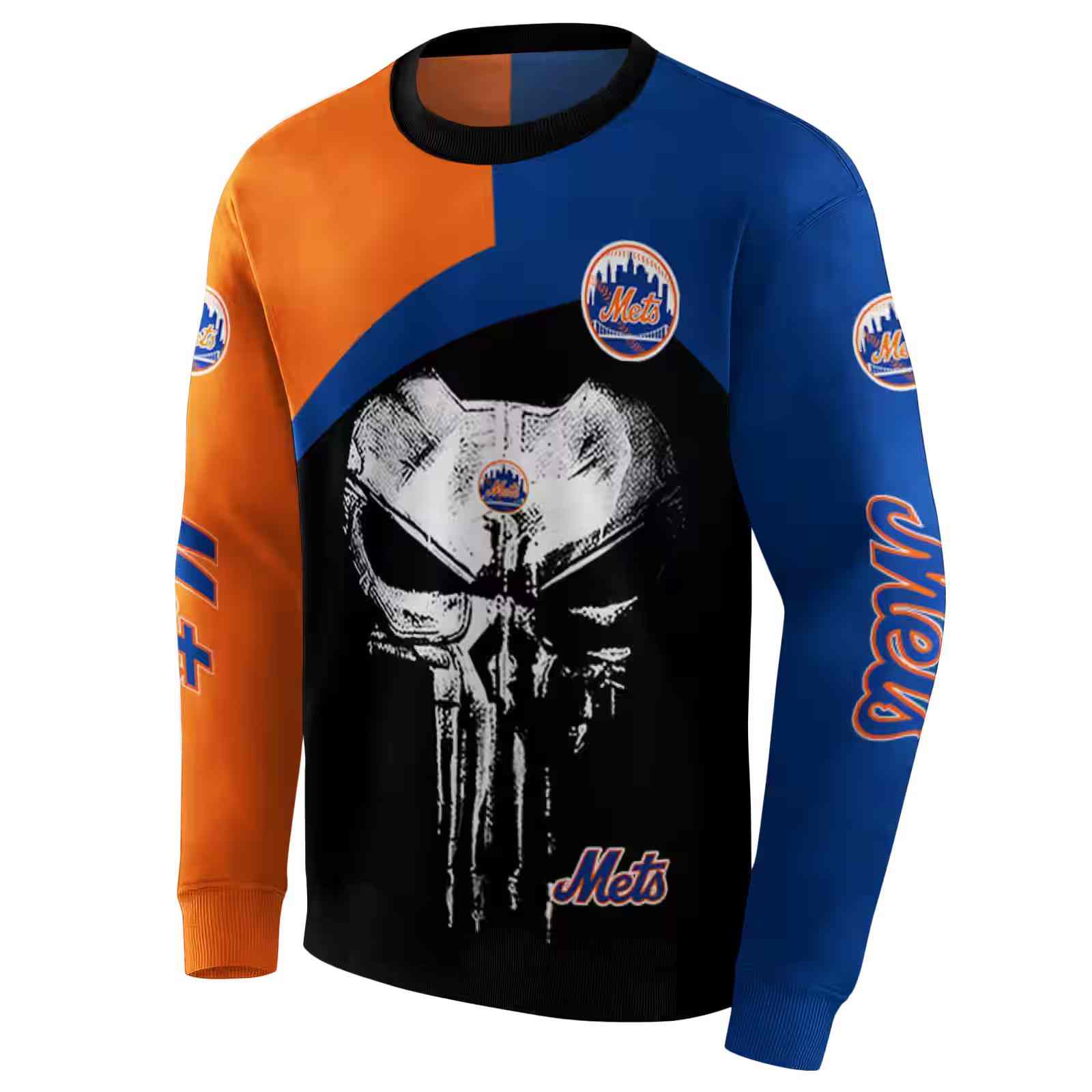 new york mets skull punisher orange black hoodie new arrival