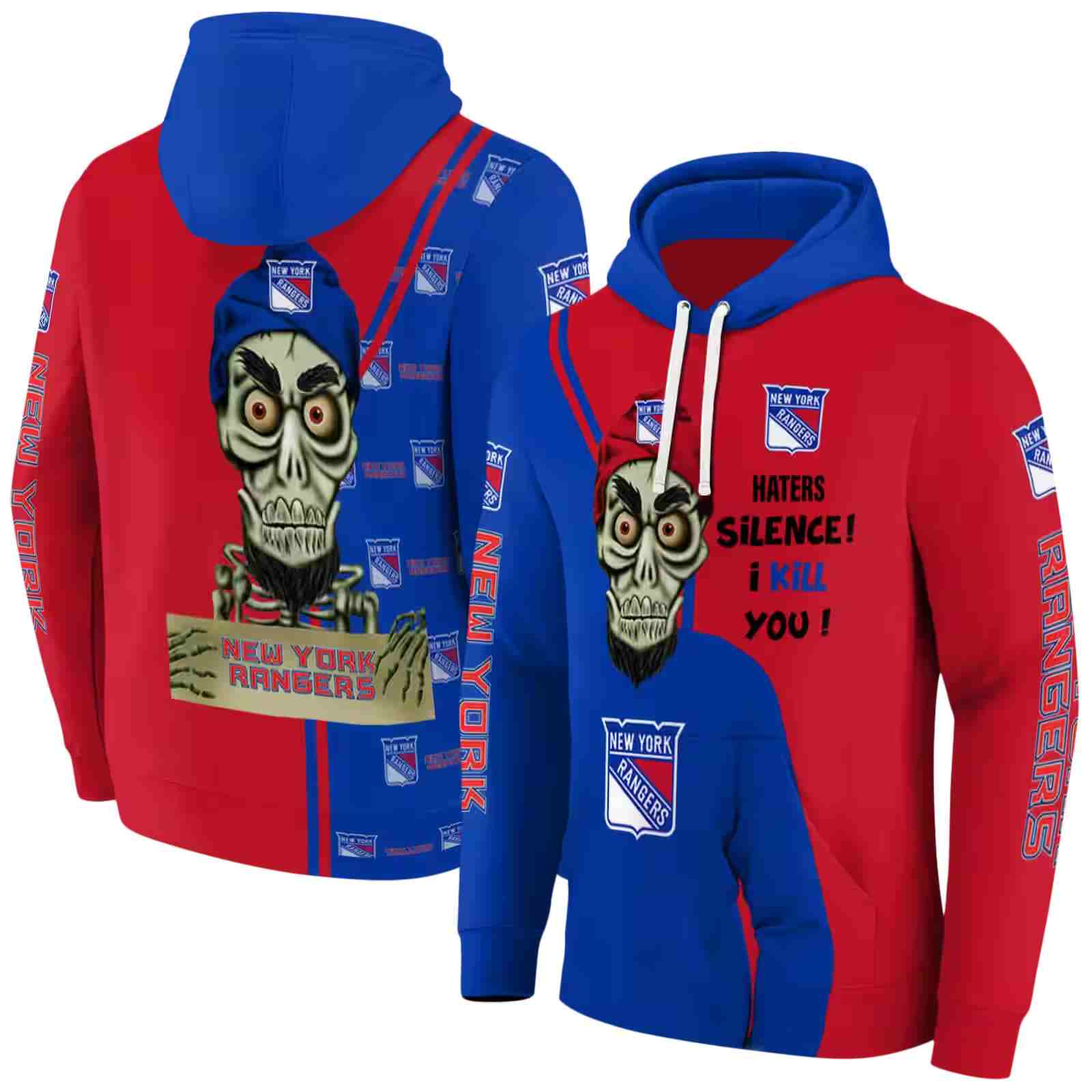 new york rangers achmed skull blue hoodie fashion forward