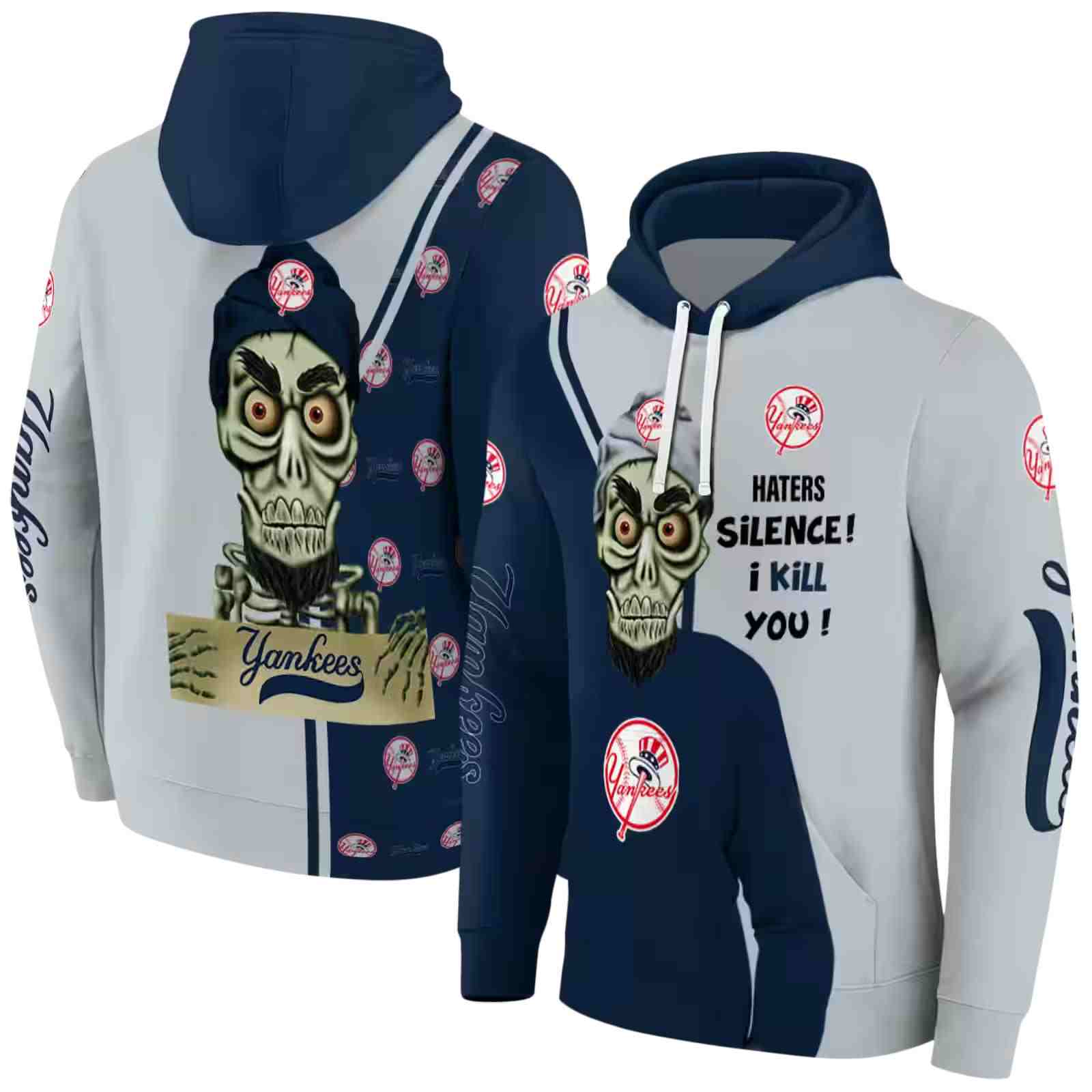 new york yankees achmed skull navy hoodie fashion forward