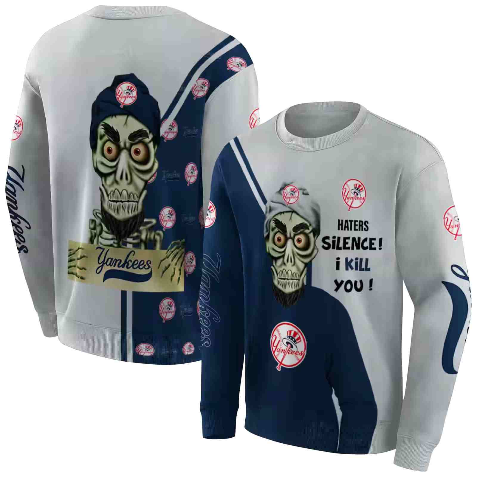 new york yankees achmed skull navy hoodie premium grade