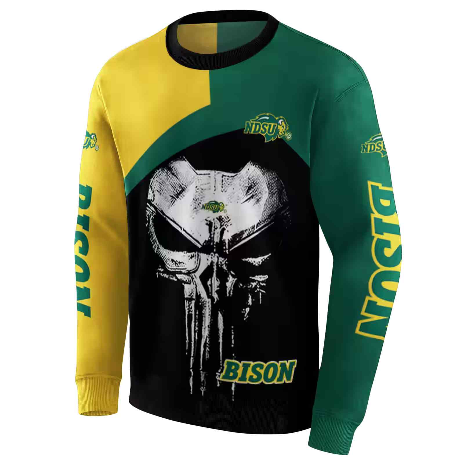 north dakota state bison skull punisher yellow black hoodie new arrival