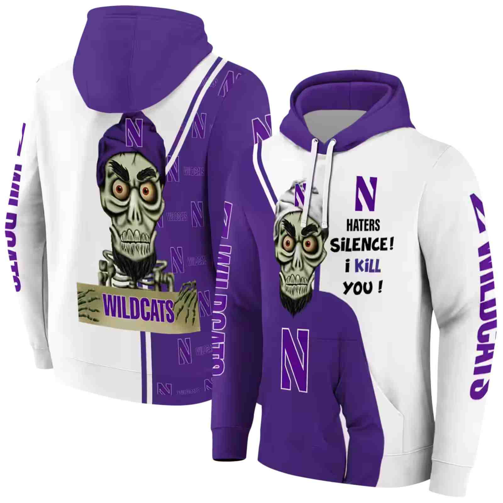 northwestern wildcats achmed skull purple hoodie fashion forward