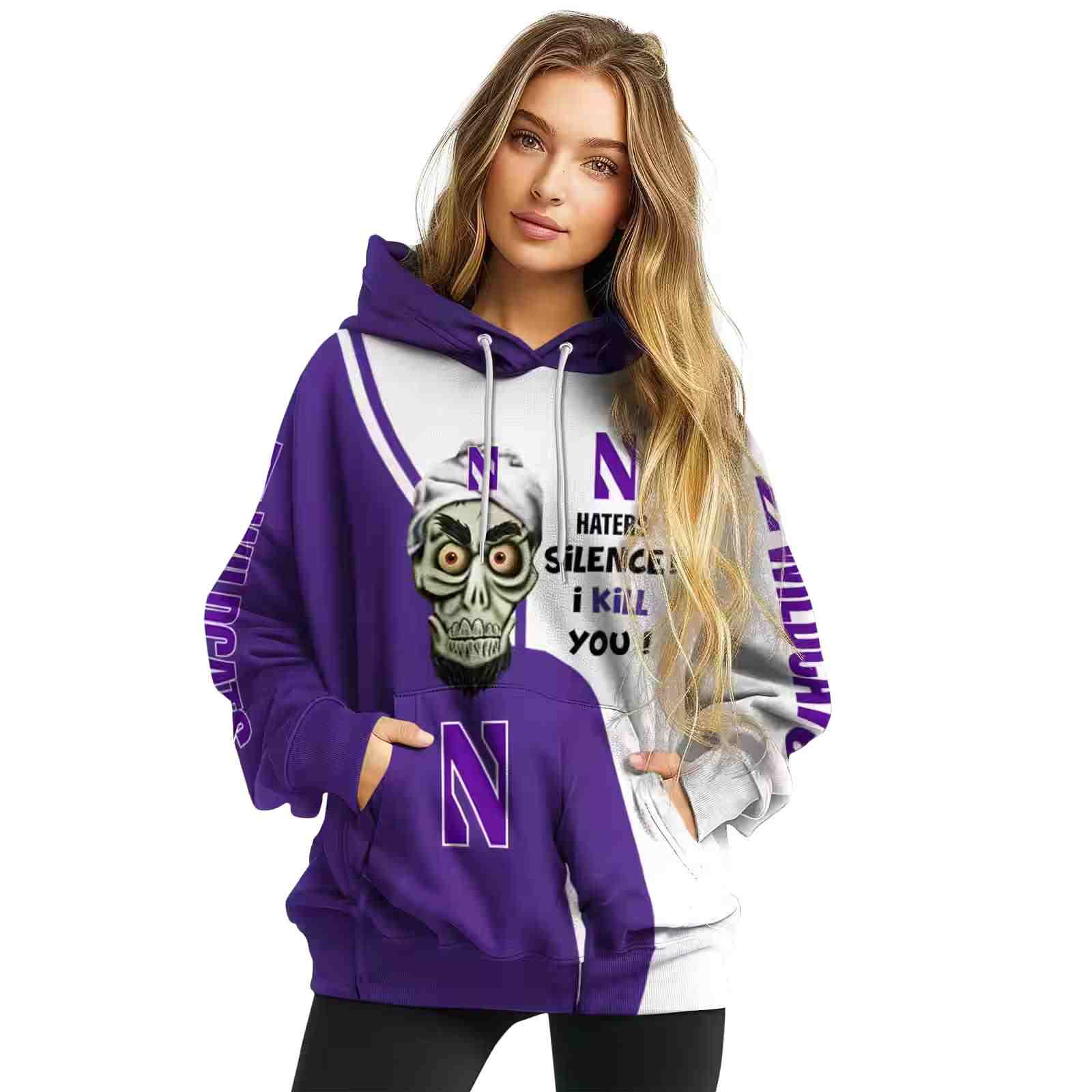 northwestern wildcats achmed skull purple hoodie high quality