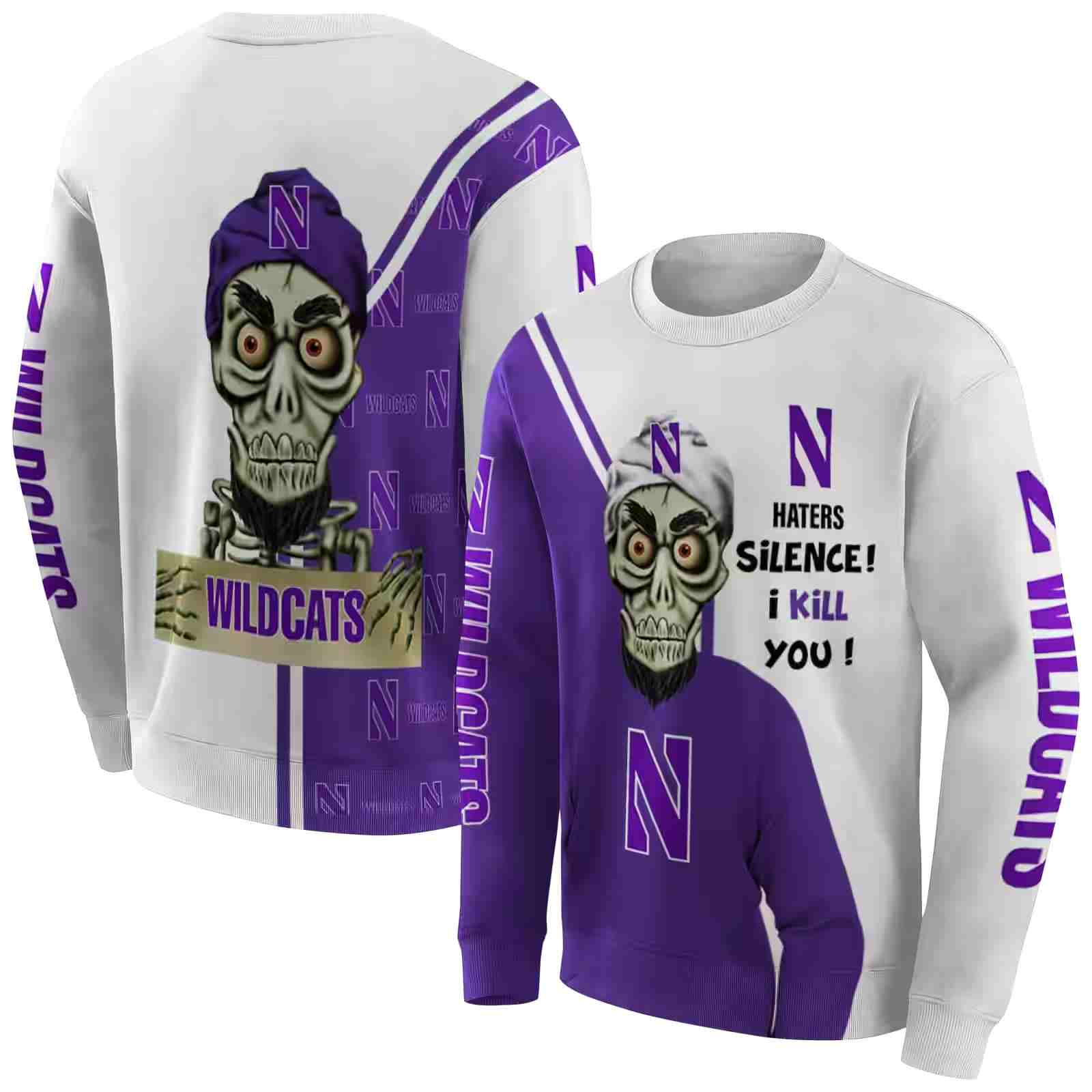 northwestern wildcats achmed skull purple hoodie premium grade