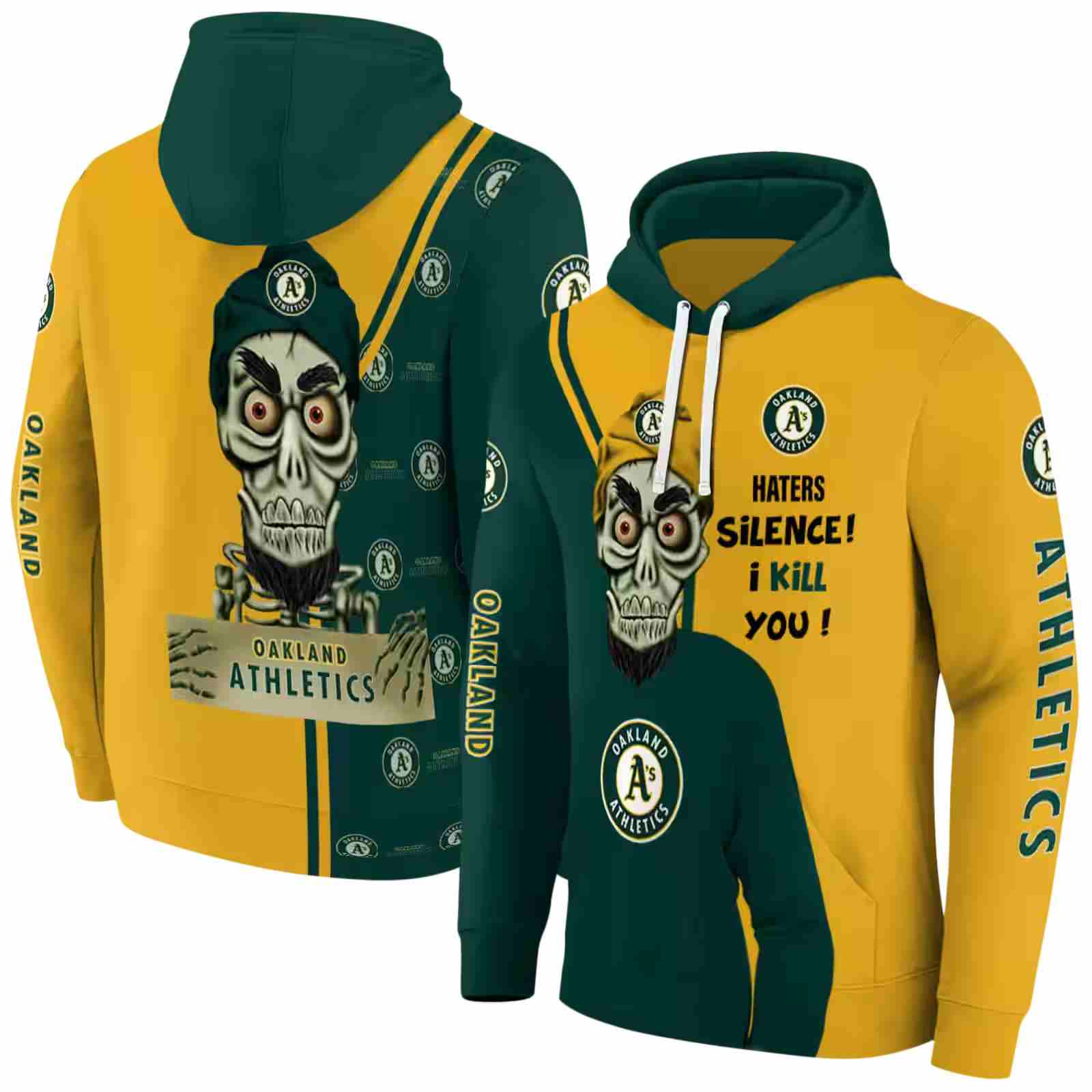 oakland athletics achmed skull green hoodie fashion forward