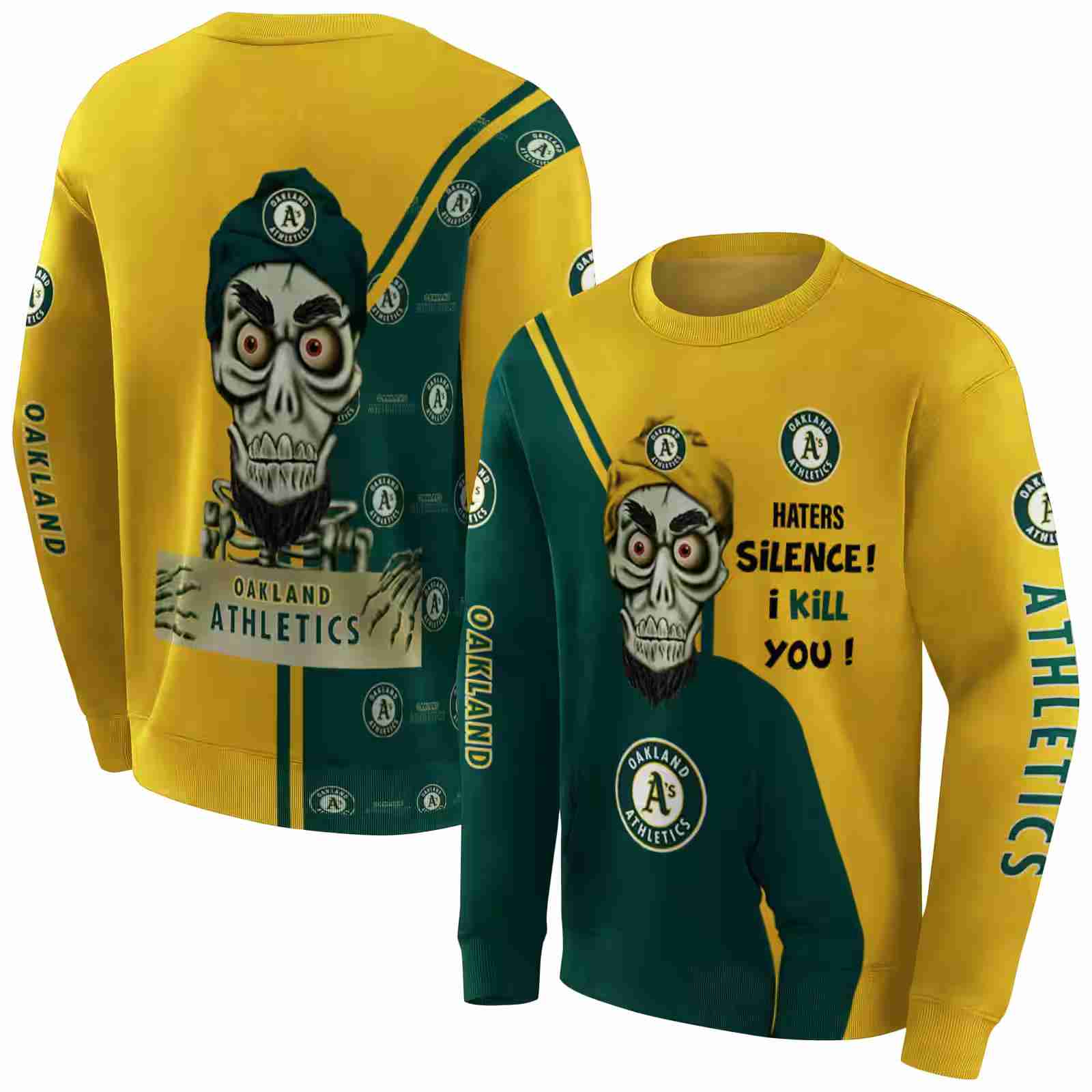 oakland athletics achmed skull green hoodie premium grade