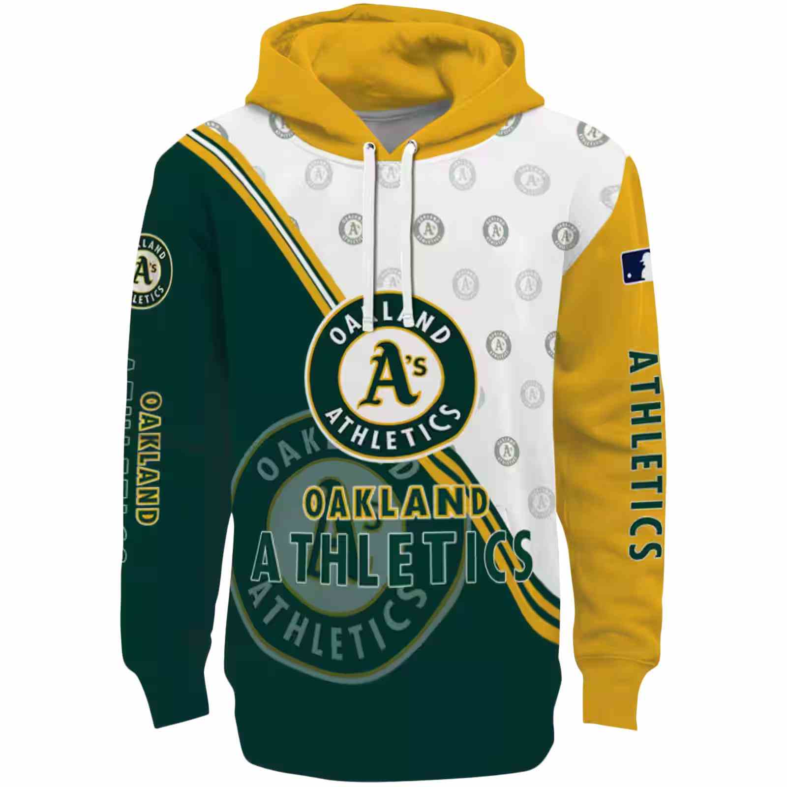 Oakland Athletics Diagonal Stripe Green White Hoodie