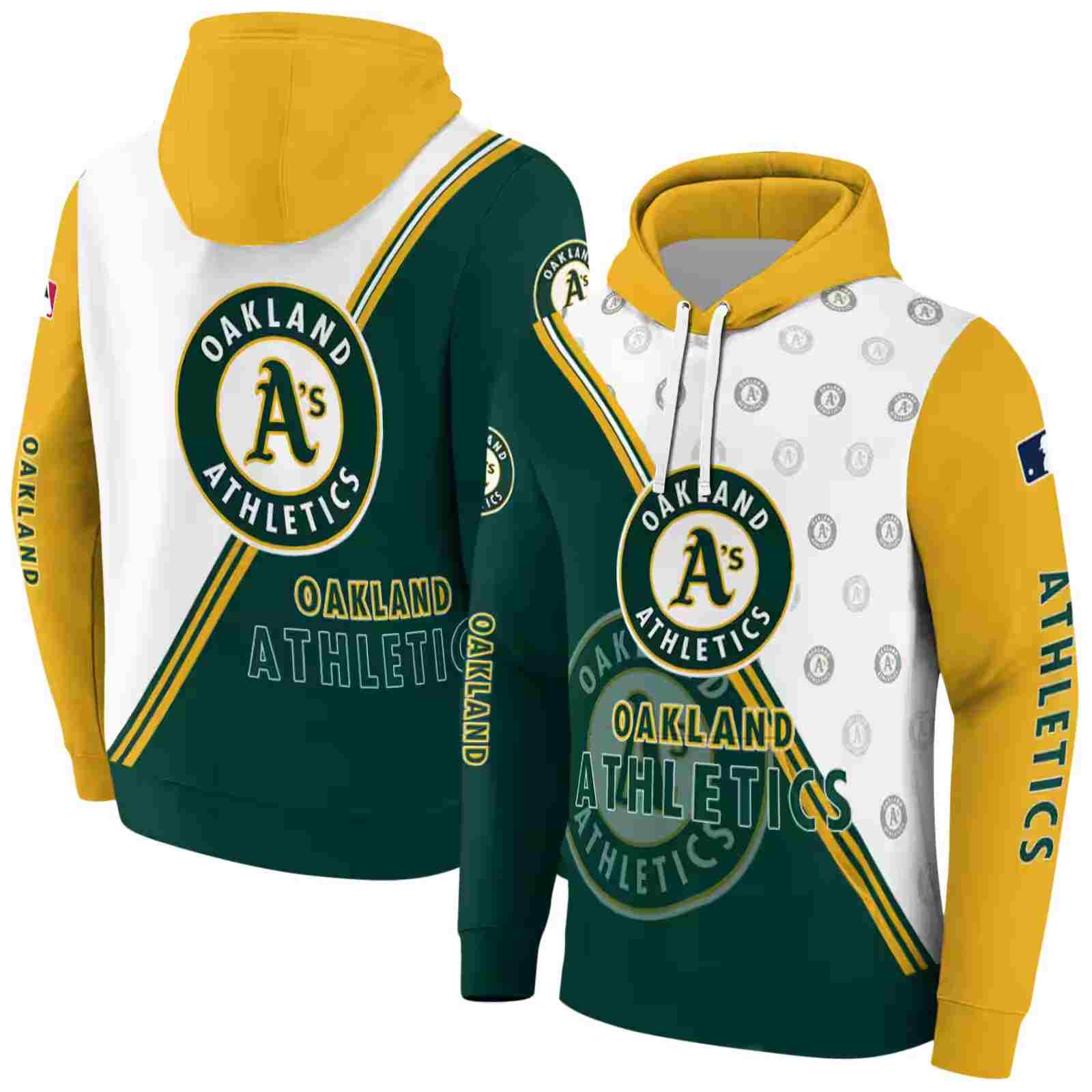 oakland athletics diagonal stripe green white hoodie fashion forward