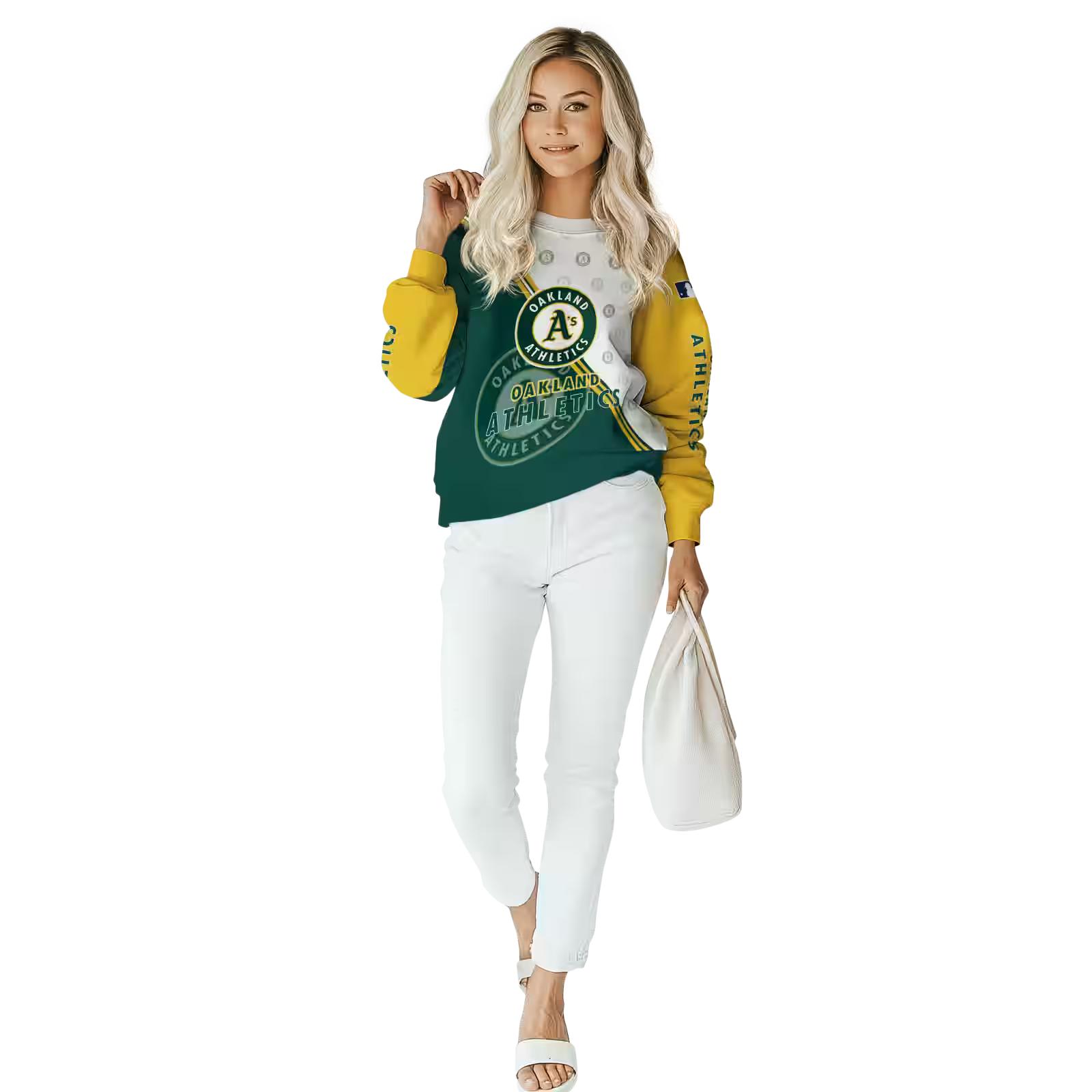 oakland athletics diagonal stripe green white hoodie trendy