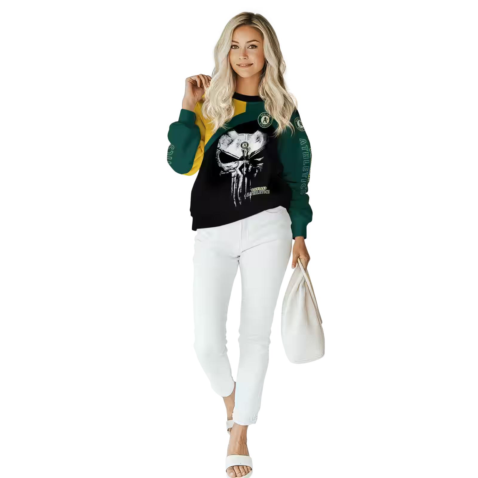 oakland athletics skull punisher gold black hoodie trendy