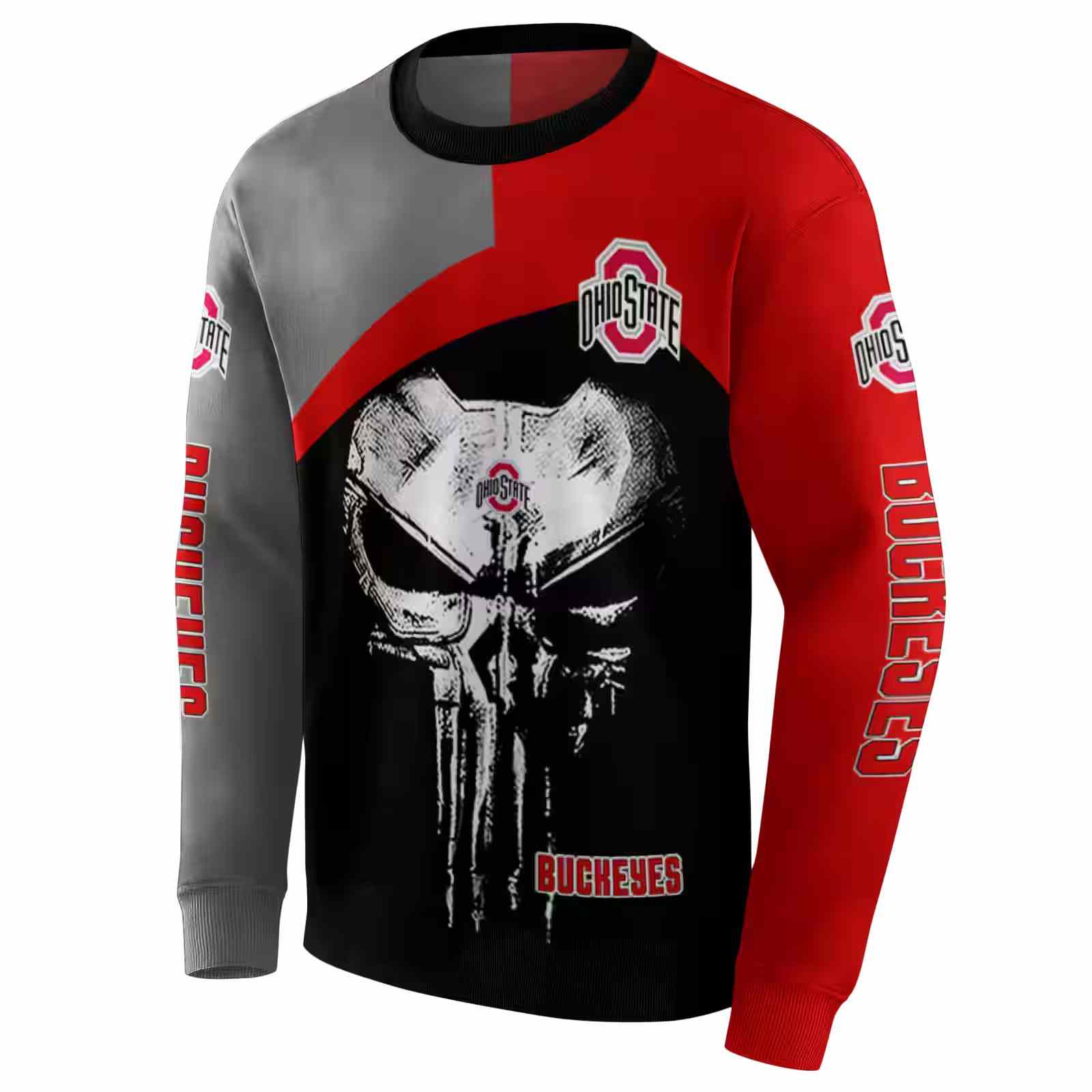 ohio state buckeyes skull punisher gray black hoodie new arrival