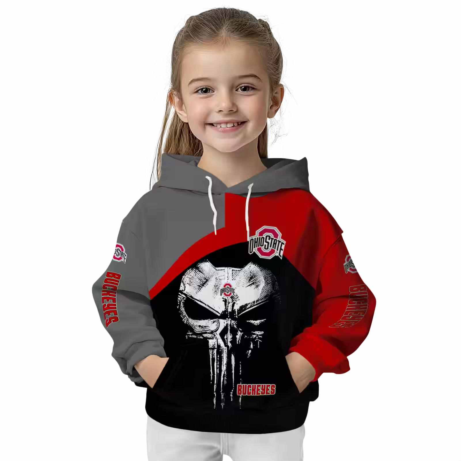 ohio state buckeyes skull punisher gray black hoodie top rated