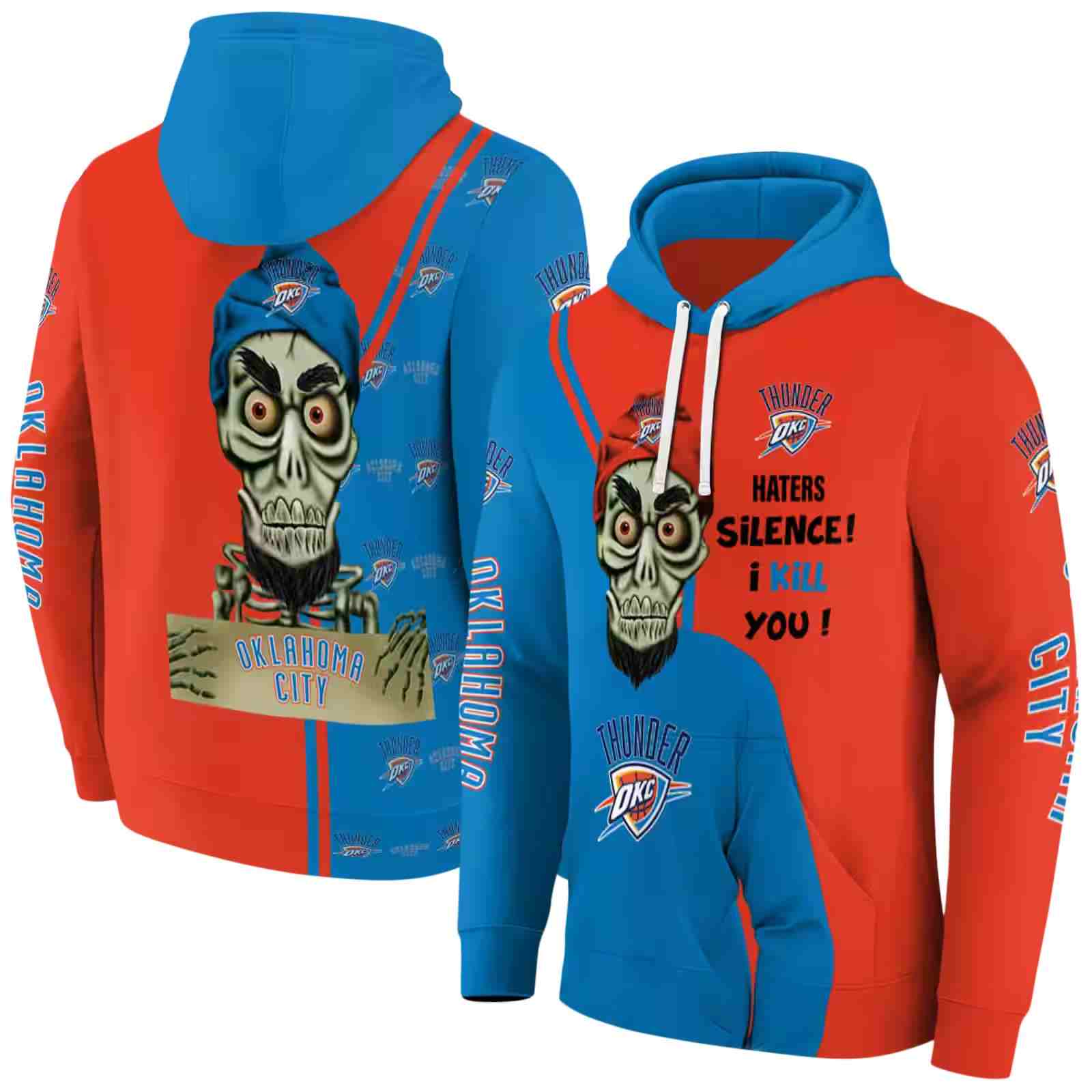 oklahoma city thunder achmed skull blue hoodie fashion forward