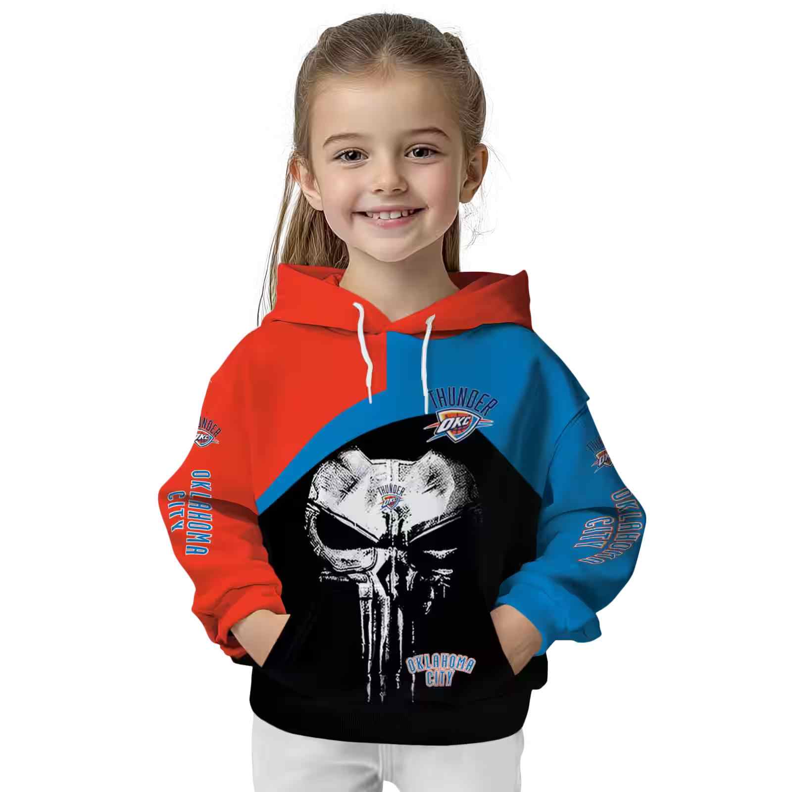 oklahoma city thunder skull punisher orange black hoodie top rated