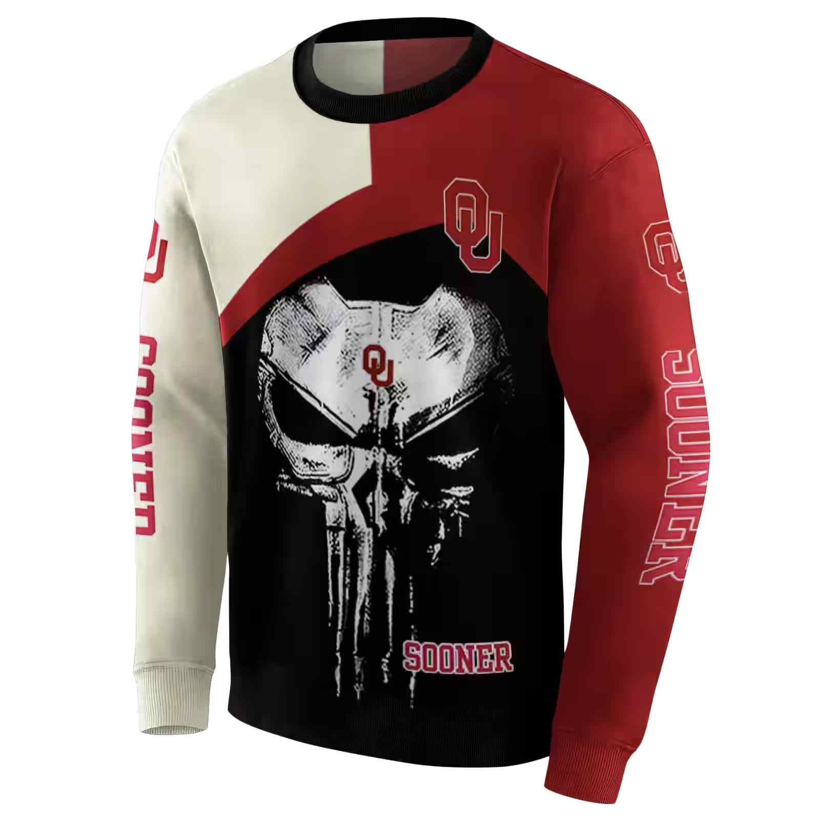 oklahoma sooners skull punisher cream black hoodie new arrival