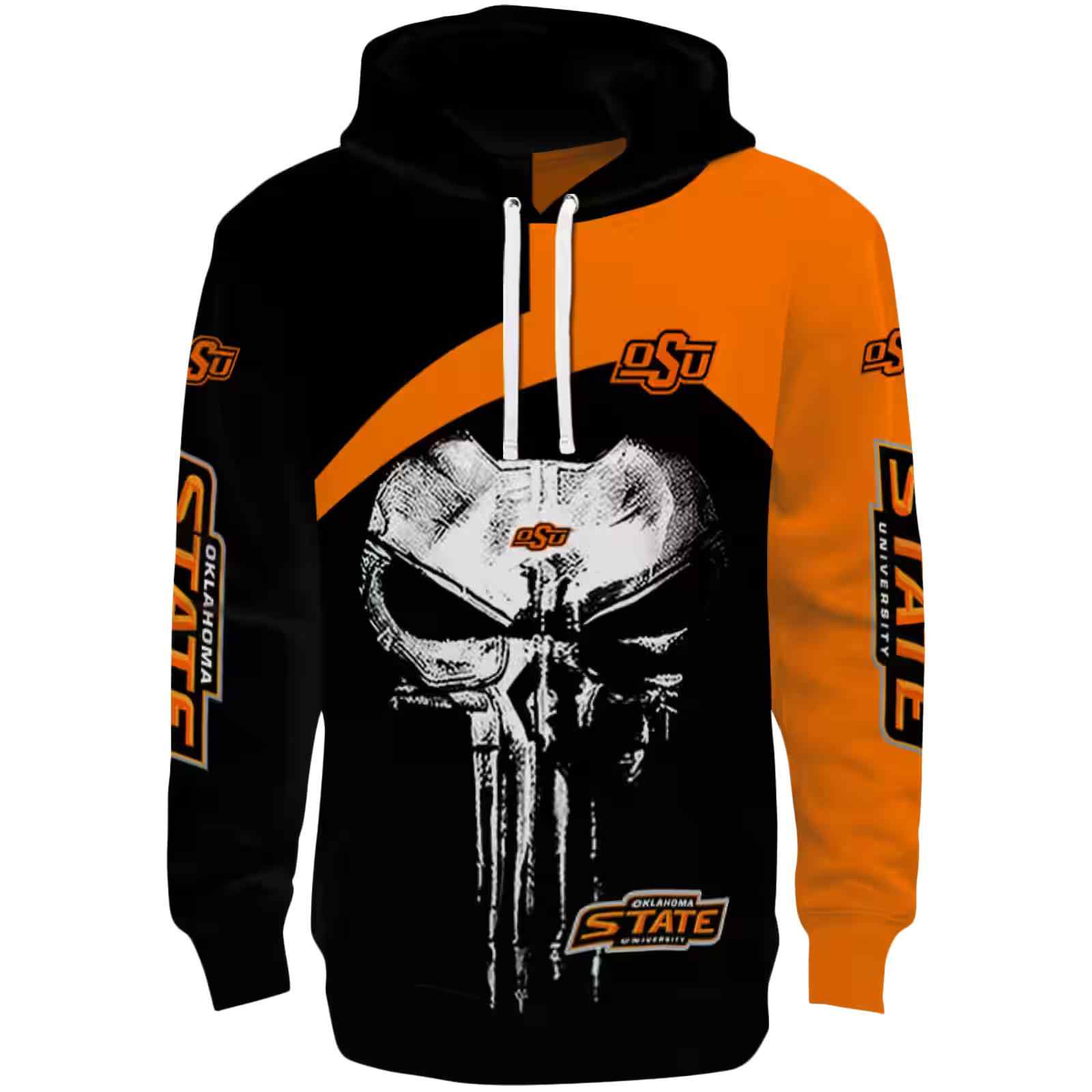 Oklahoma State Cowboys Skull Punisher Black Hoodie