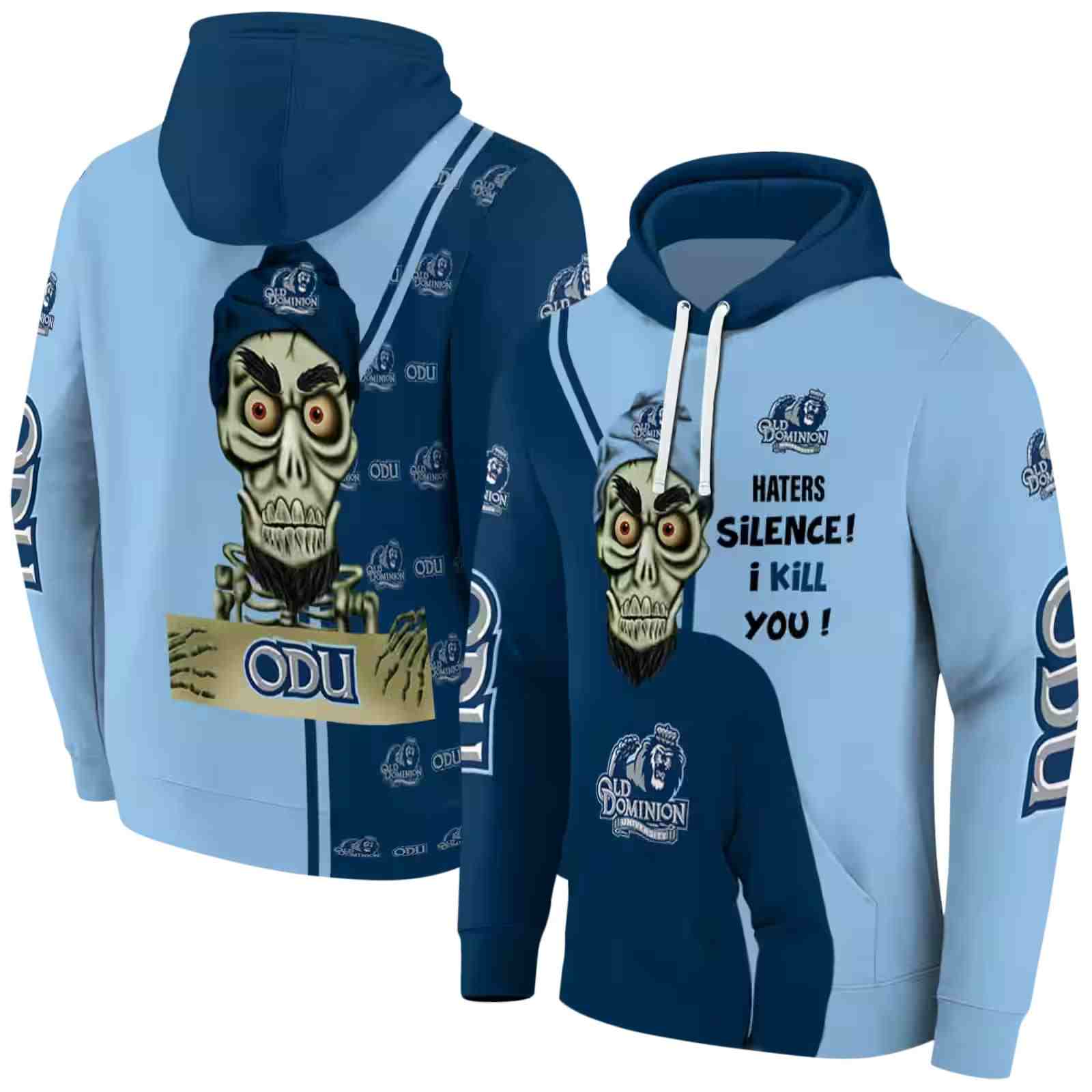 old dominion monarchs achmed skull blue hoodie fashion forward