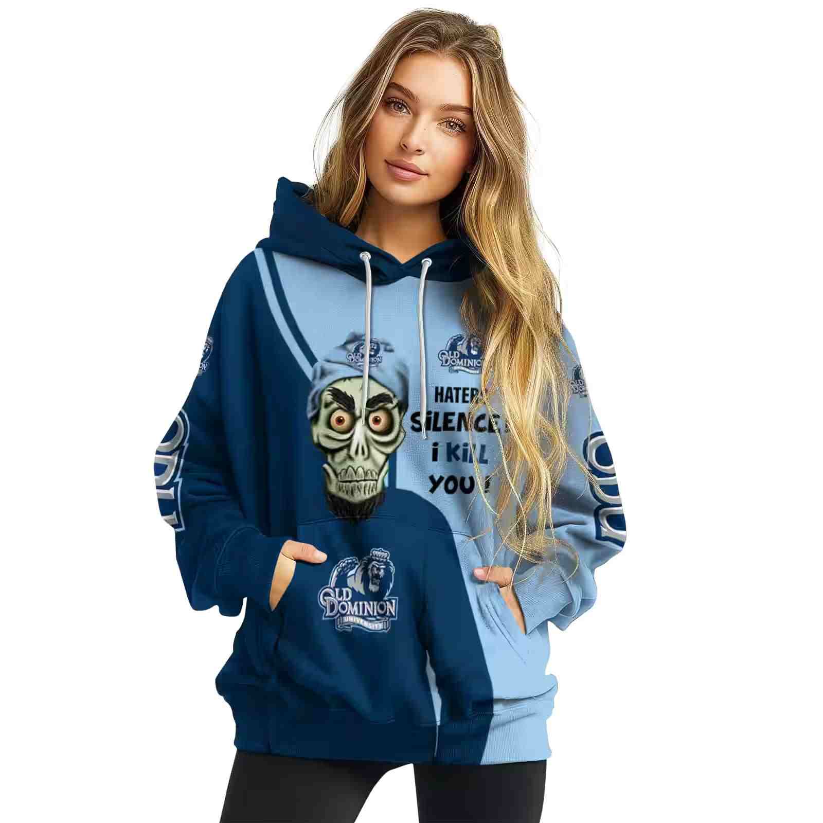 old dominion monarchs achmed skull blue hoodie high quality